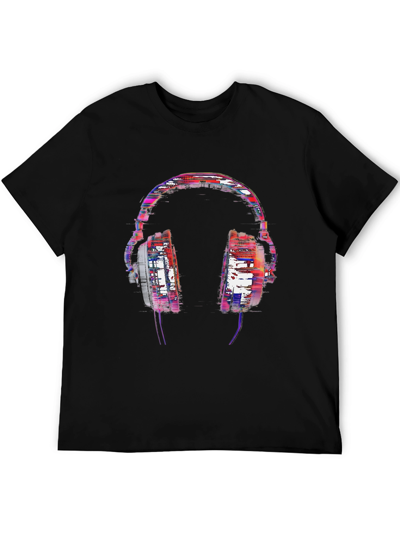 Graphic Headphone Print Black Tee