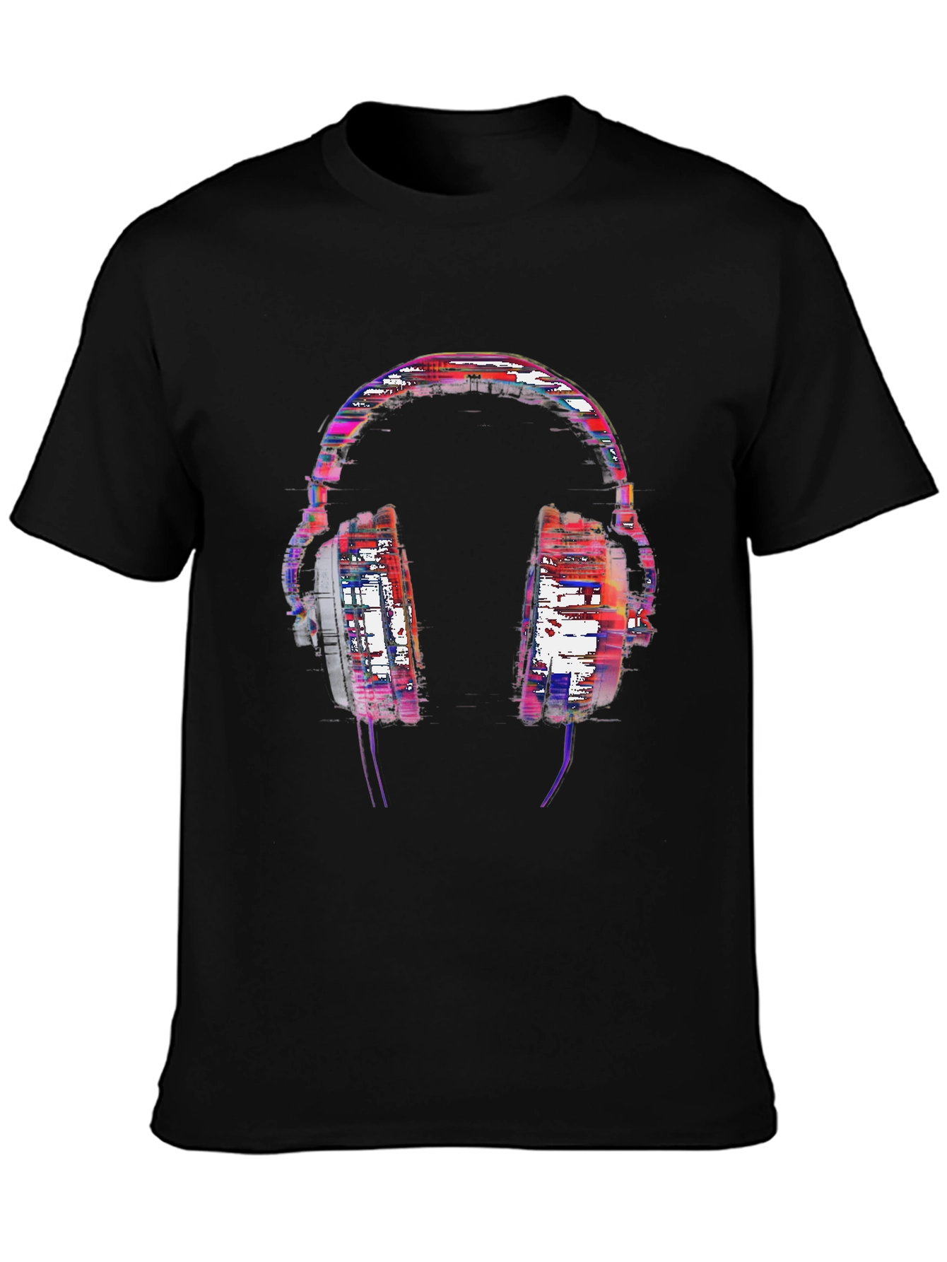 Graphic Headphone Print Black Tee
