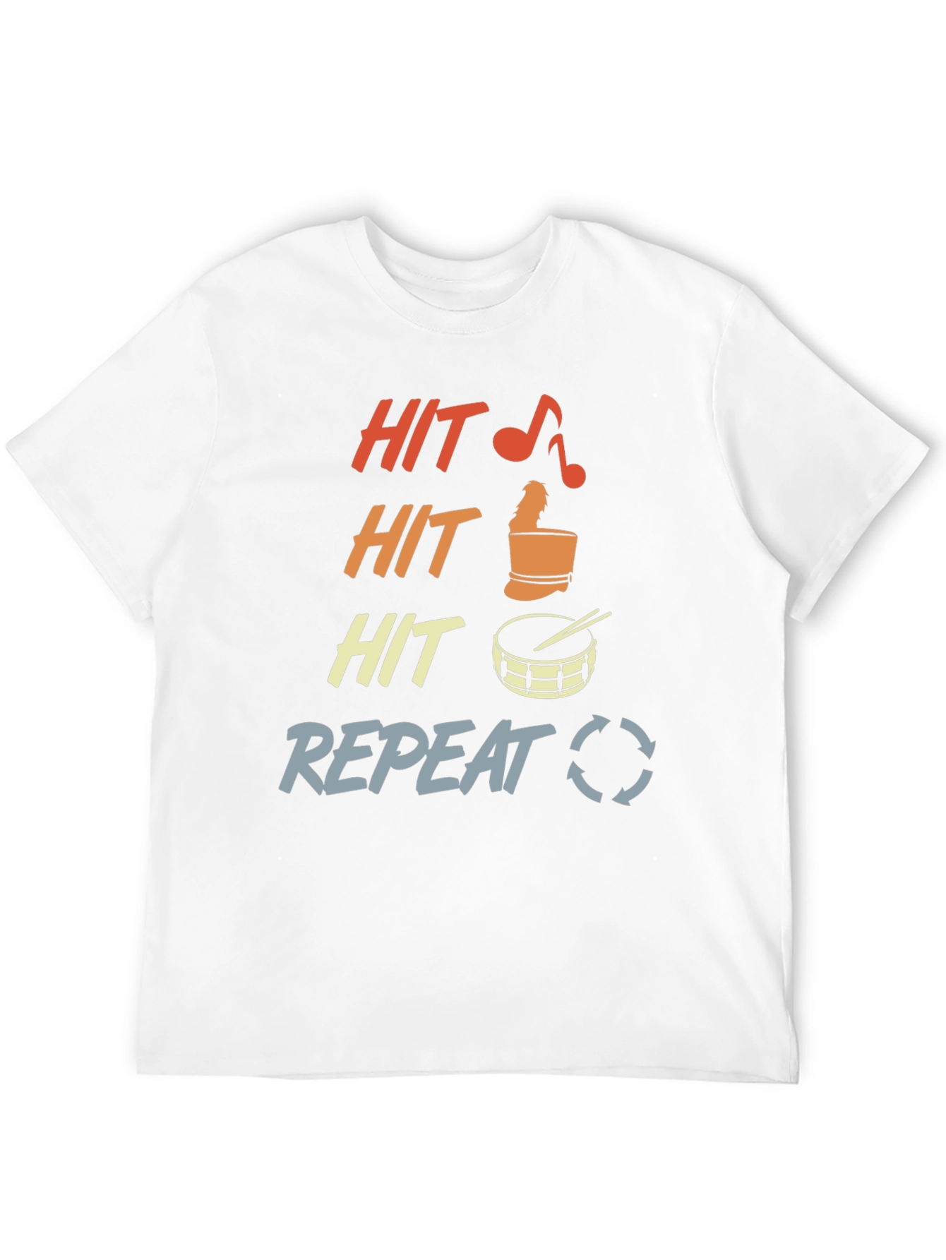 Hit Repeat Drummer T-Shirt - Percussion Music Tee