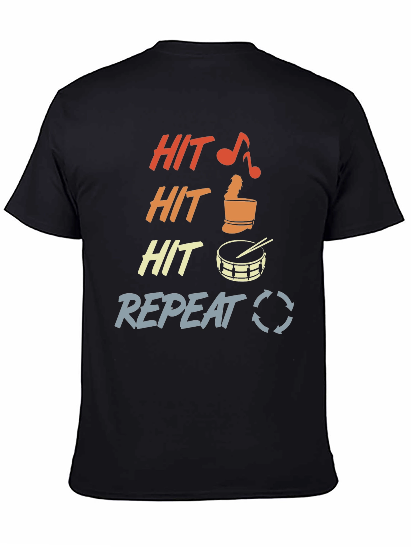 Hit Repeat Drummer T-Shirt - Percussion Music Tee