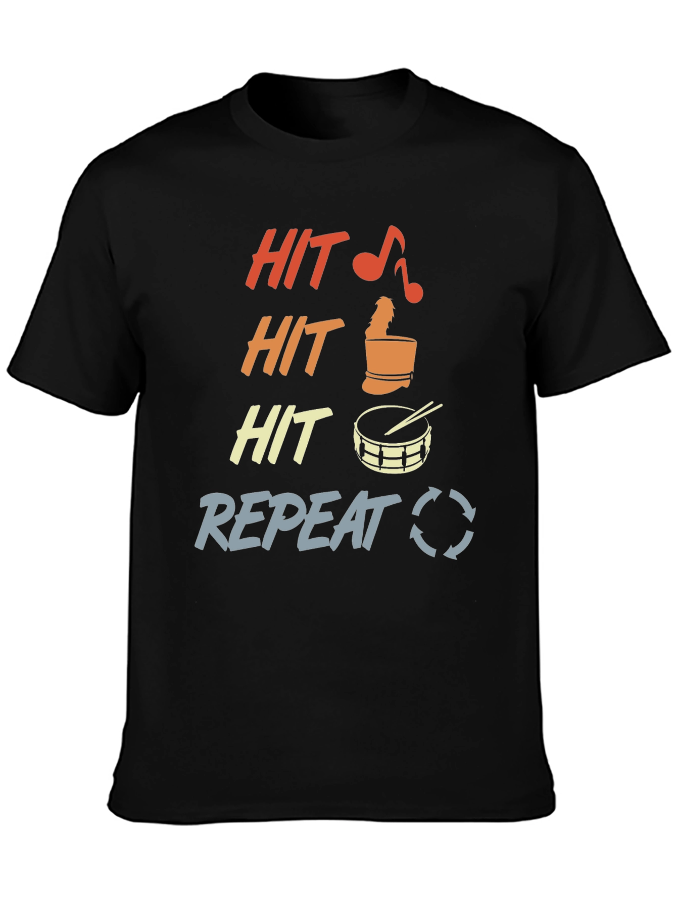 Hit Repeat Drummer T-Shirt - Percussion Music Tee