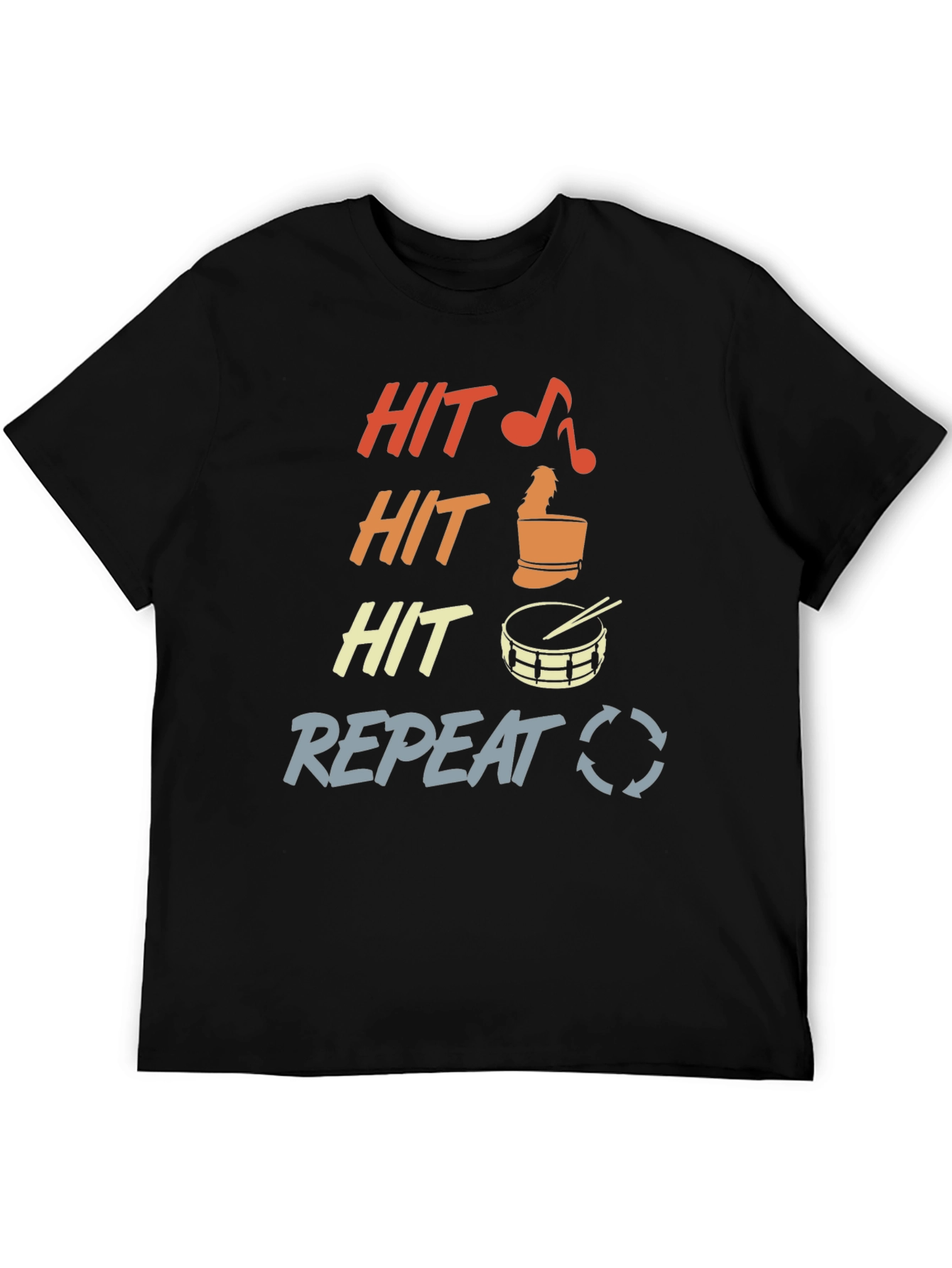 Hit Repeat Drummer T-Shirt - Percussion Music Tee