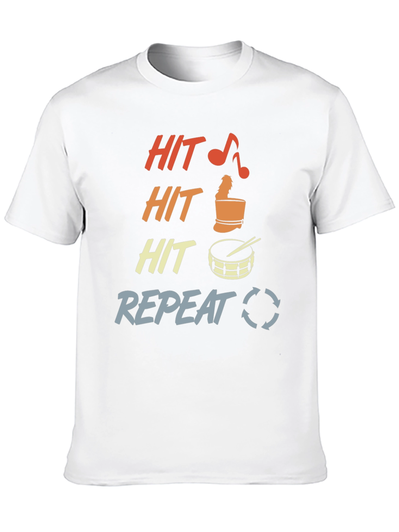 Hit Repeat Drummer T-Shirt - Percussion Music Tee