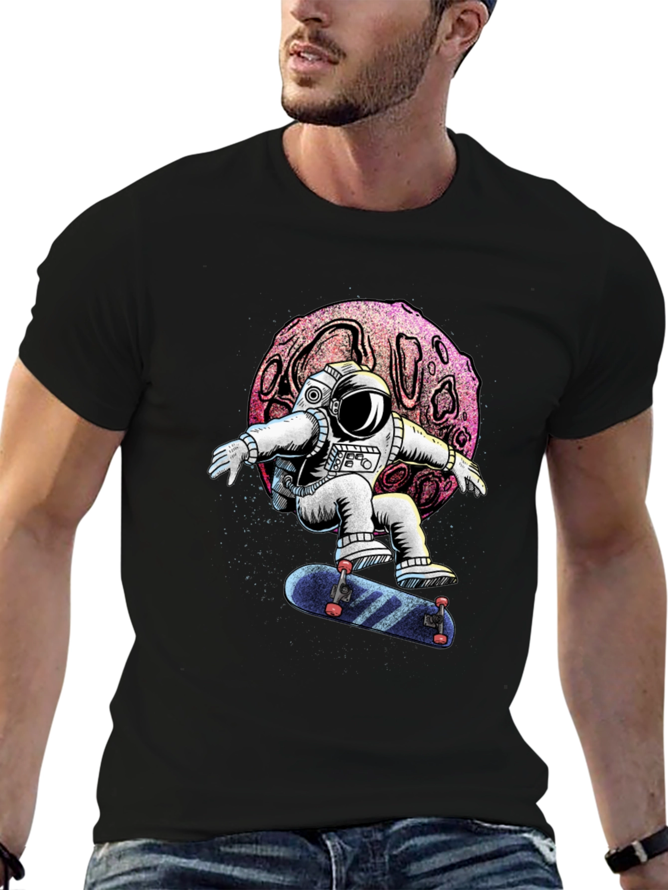 Astronaut Skateboard T-Shirt - Galaxy Design