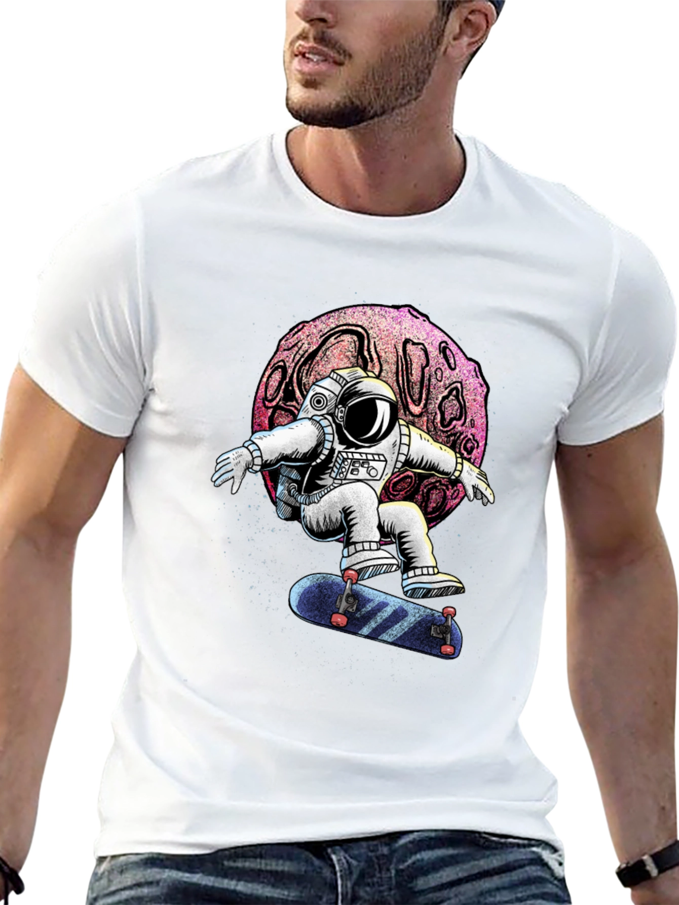Astronaut Skateboard T-Shirt - Galaxy Design
