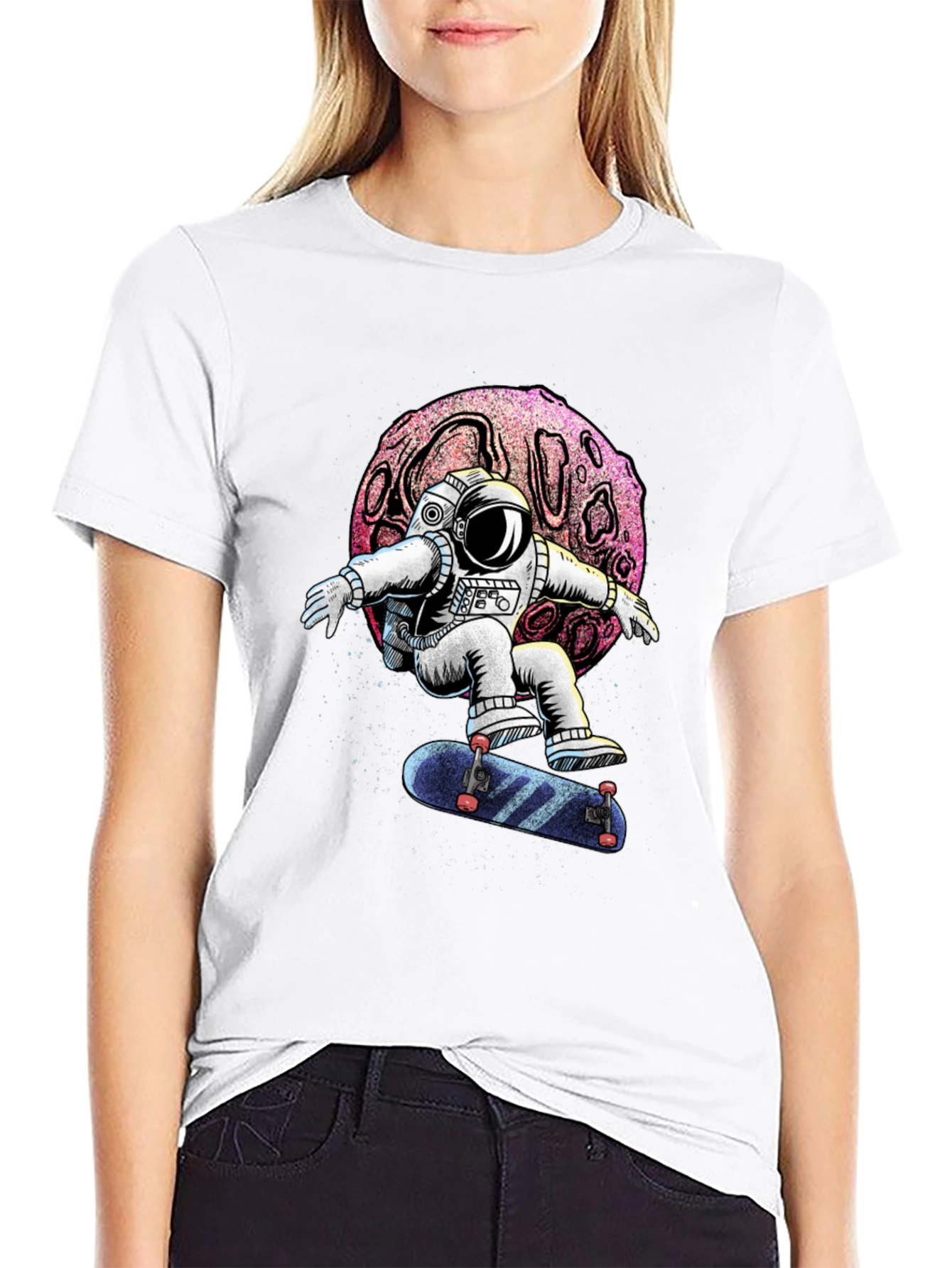 Astronaut Skateboard T-Shirt - Galaxy Design