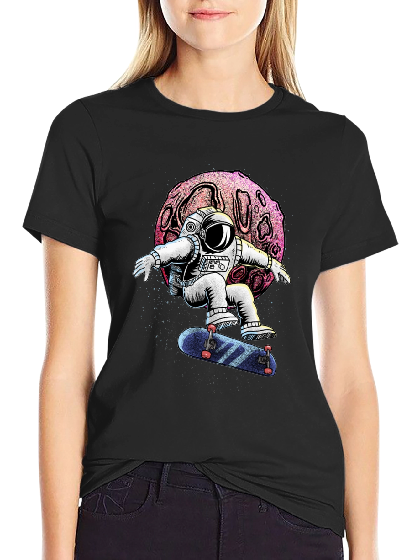 Astronaut Skateboard T-Shirt - Galaxy Design