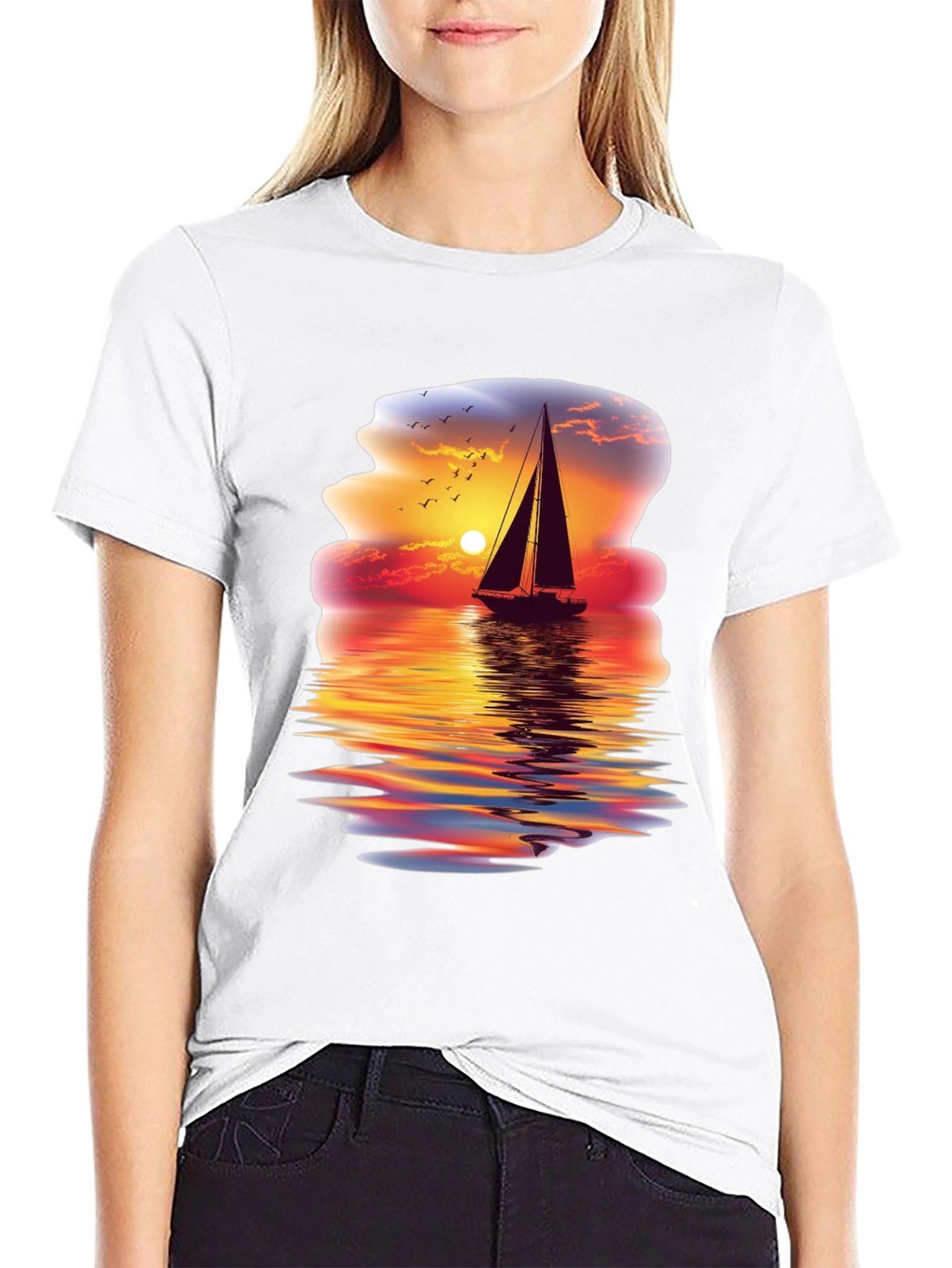 Sunset Sailboat Graphic Tee - Coastal Vibes