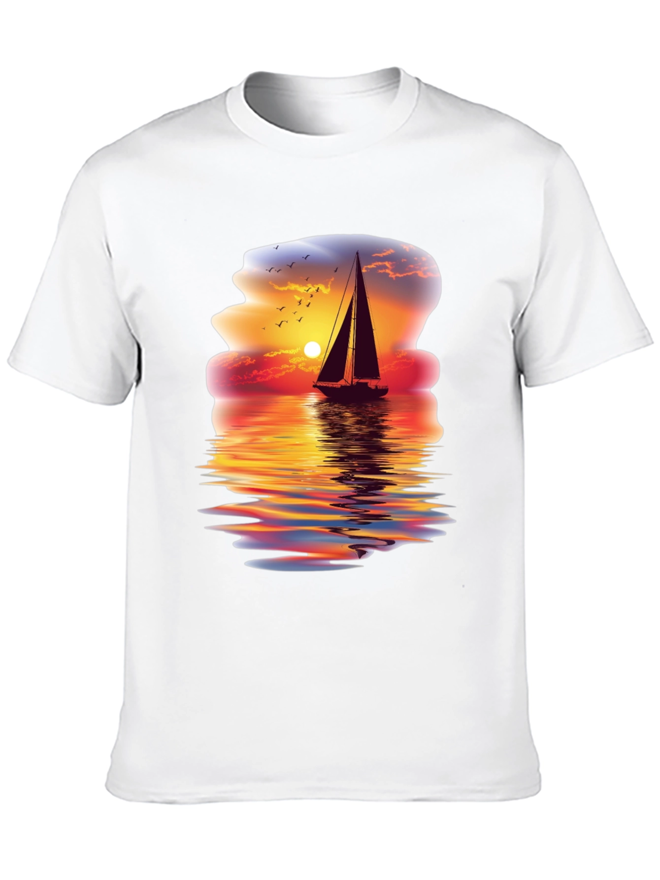Sunset Sailboat Graphic Tee - Coastal Vibes