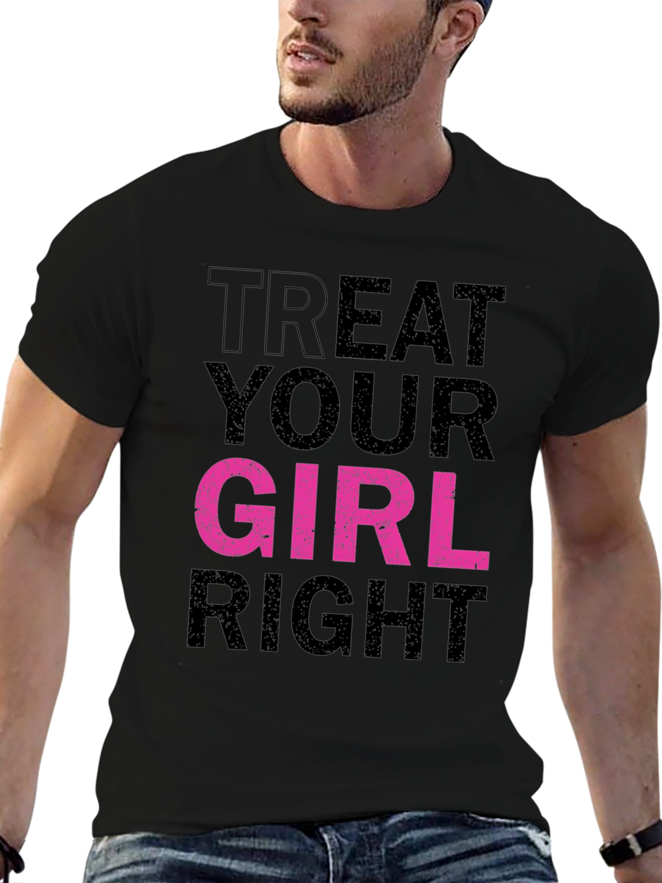 Treat Your Girl Right Graphic Tee - Black
