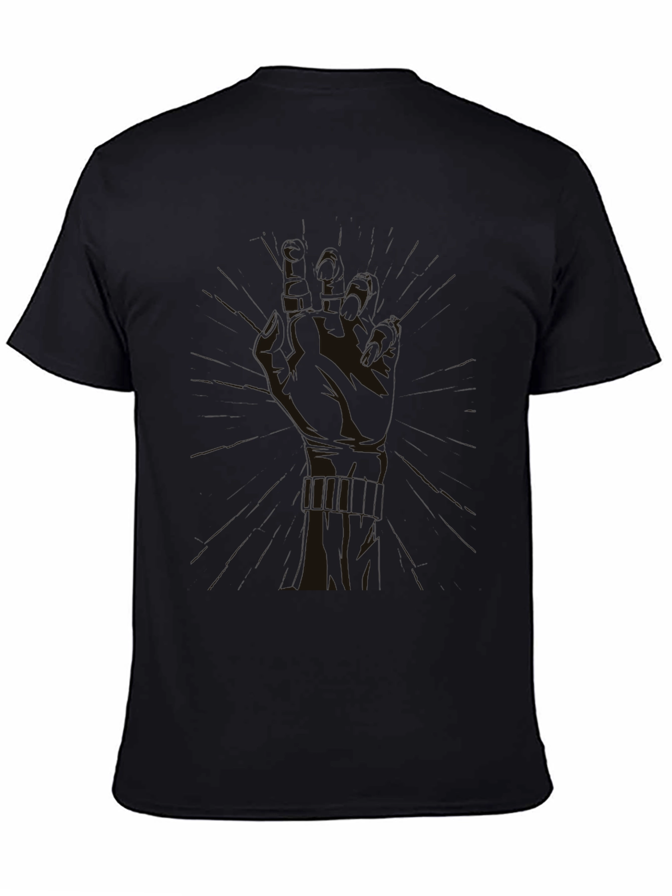 Mens Black Graphic Tee - Hand Design