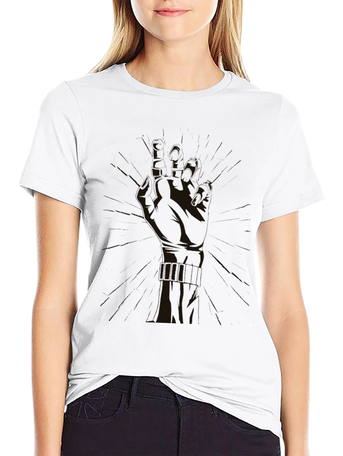 Mens Black Graphic Tee - Hand Design
