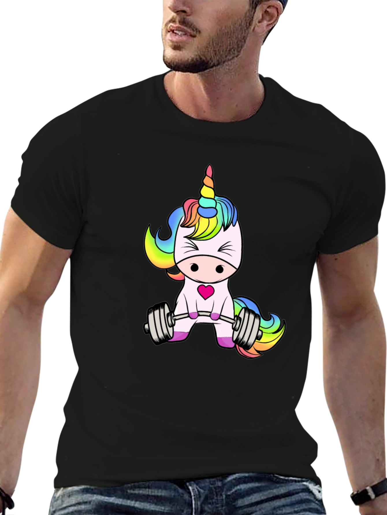 Unicorn Lifting Weights Graphic T-Shirt