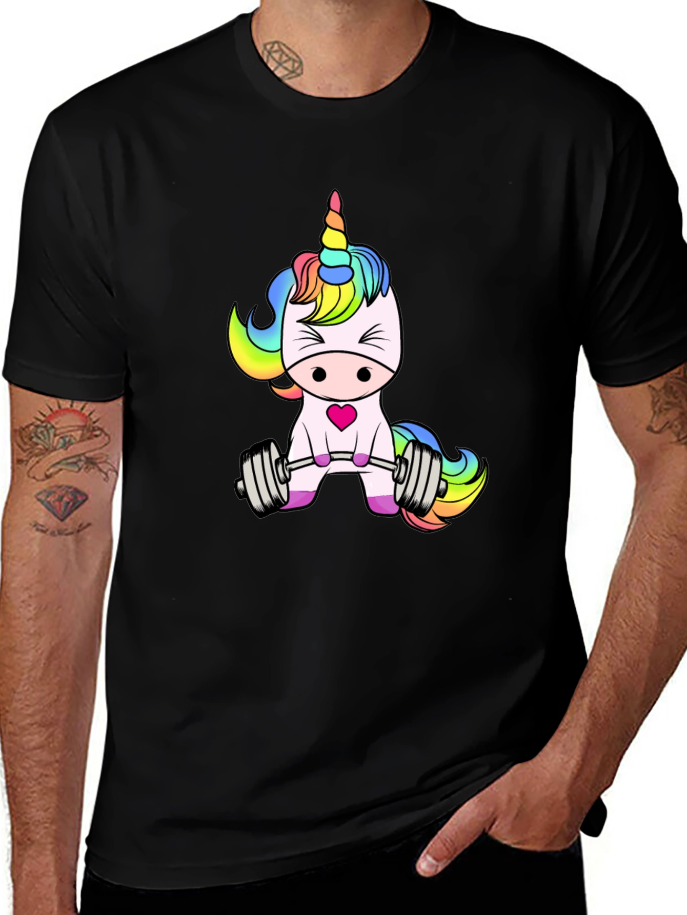 Unicorn Lifting Weights Graphic T-Shirt