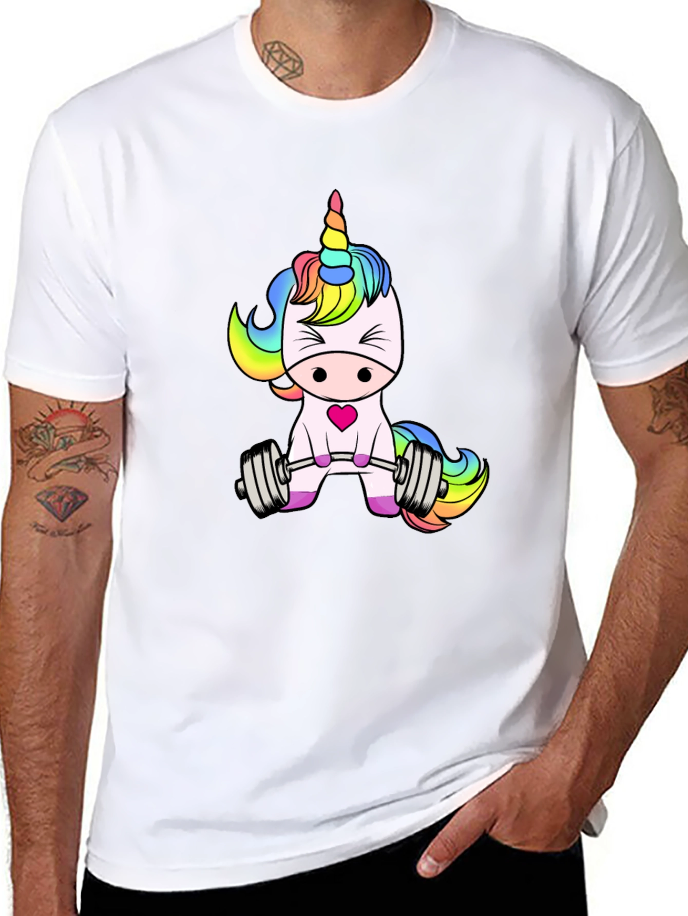 Unicorn Lifting Weights Graphic T-Shirt