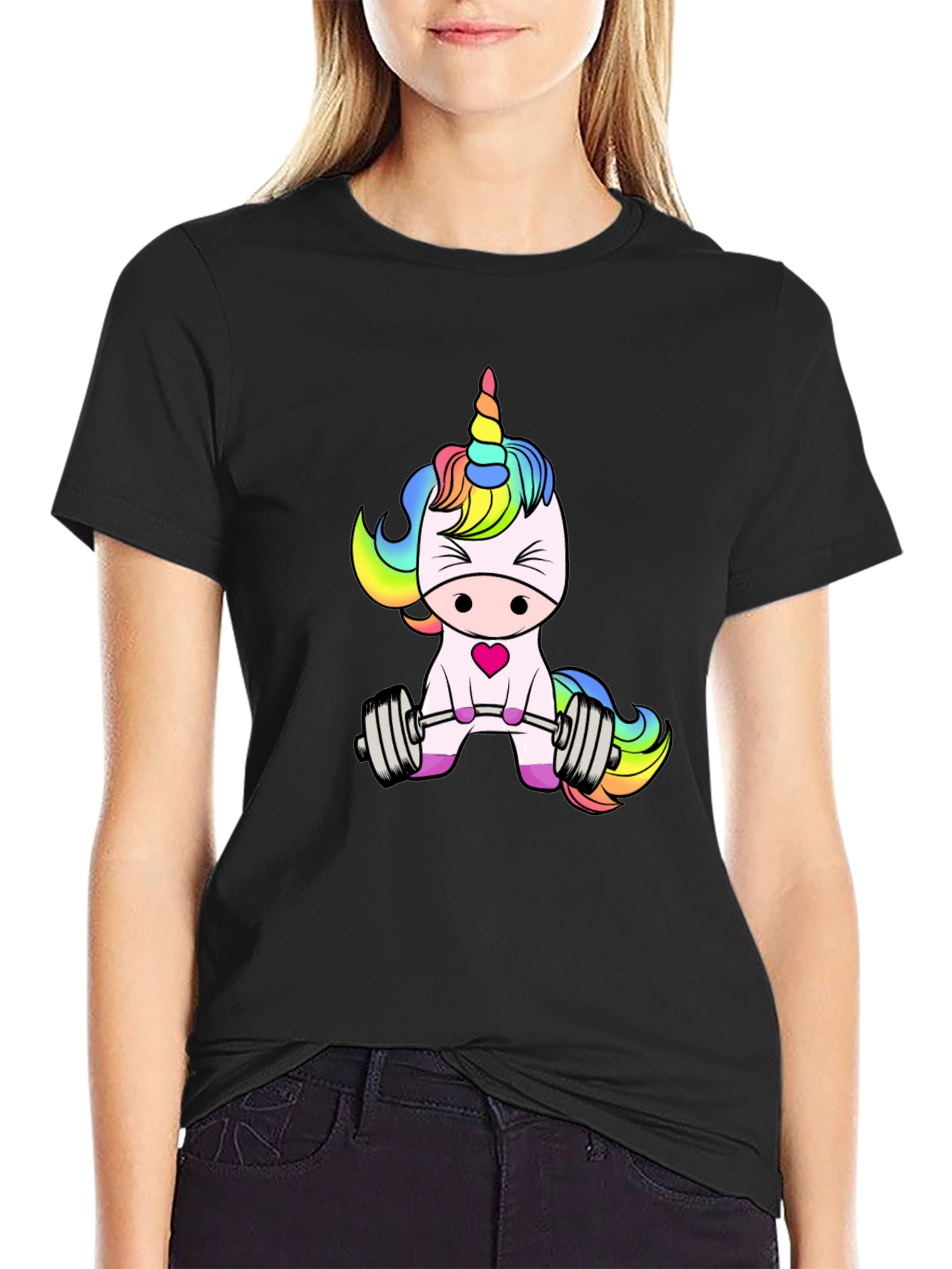 Unicorn Lifting Weights Graphic T-Shirt
