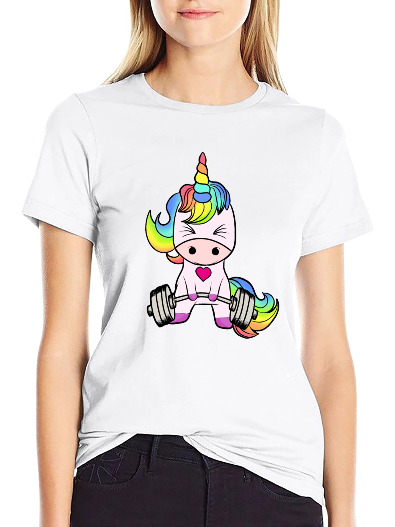 Unicorn Lifting Weights Graphic T-Shirt