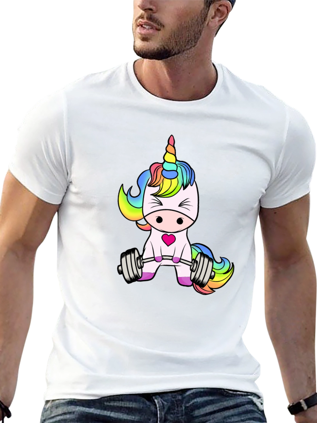 Unicorn Lifting Weights Graphic T-Shirt
