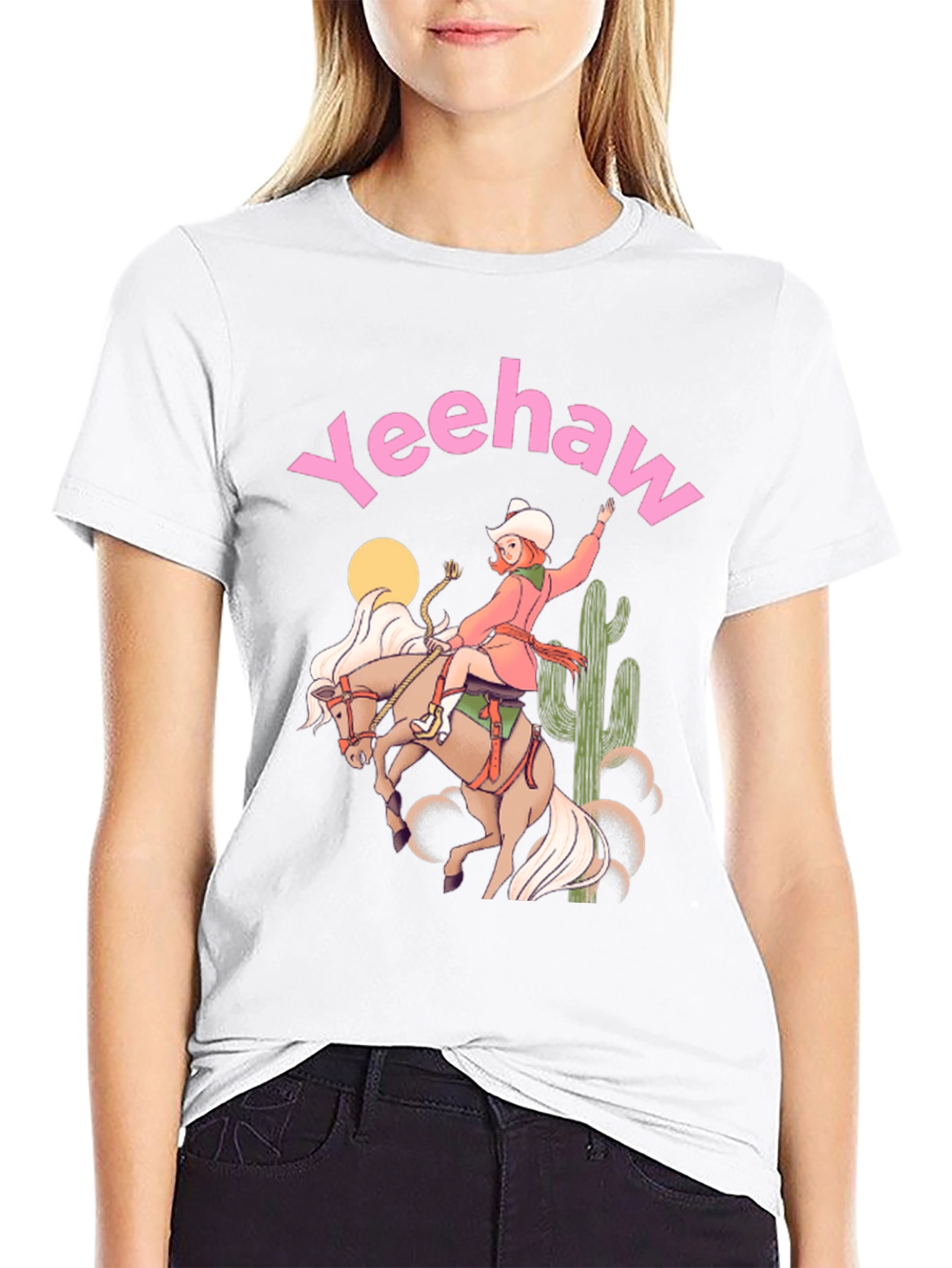 Yeehaw Cowgirl Black Graphic Tee