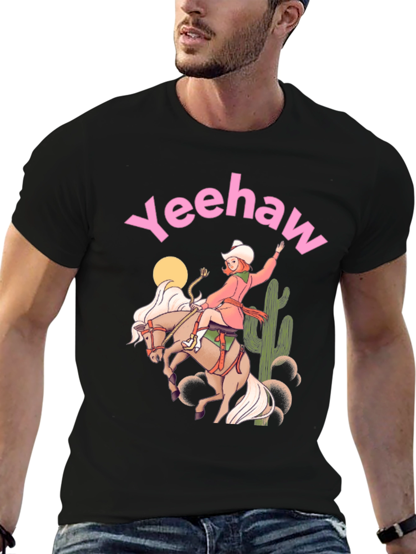 Yeehaw Cowgirl Black Graphic Tee