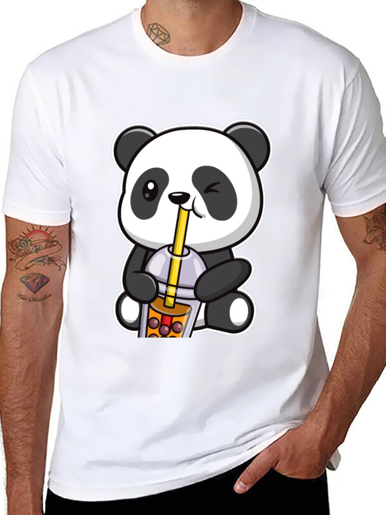 Cute Panda Boba Tea Graphic T-Shirt