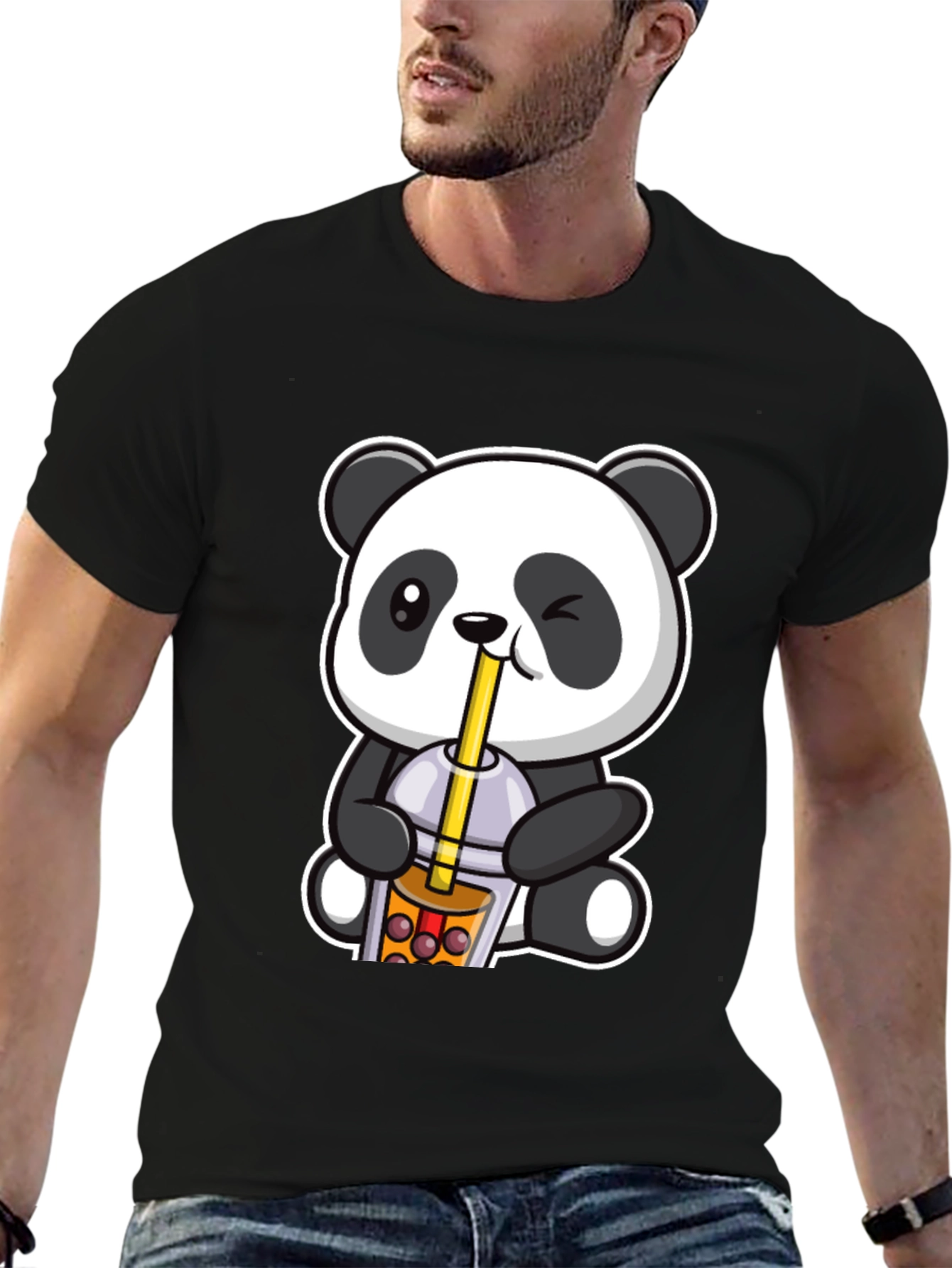 Cute Panda Boba Tea Graphic T-Shirt