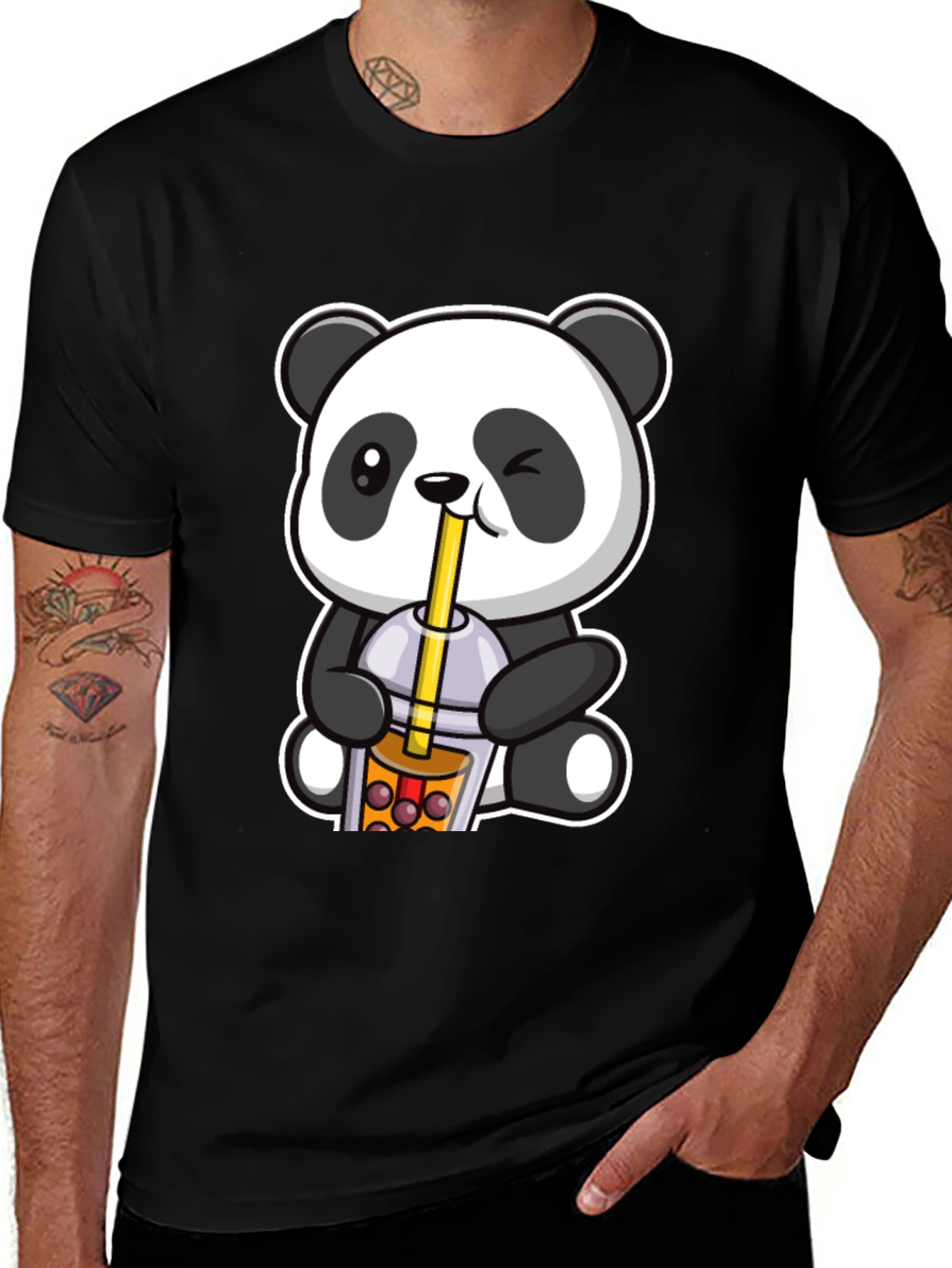 Cute Panda Boba Tea Graphic T-Shirt