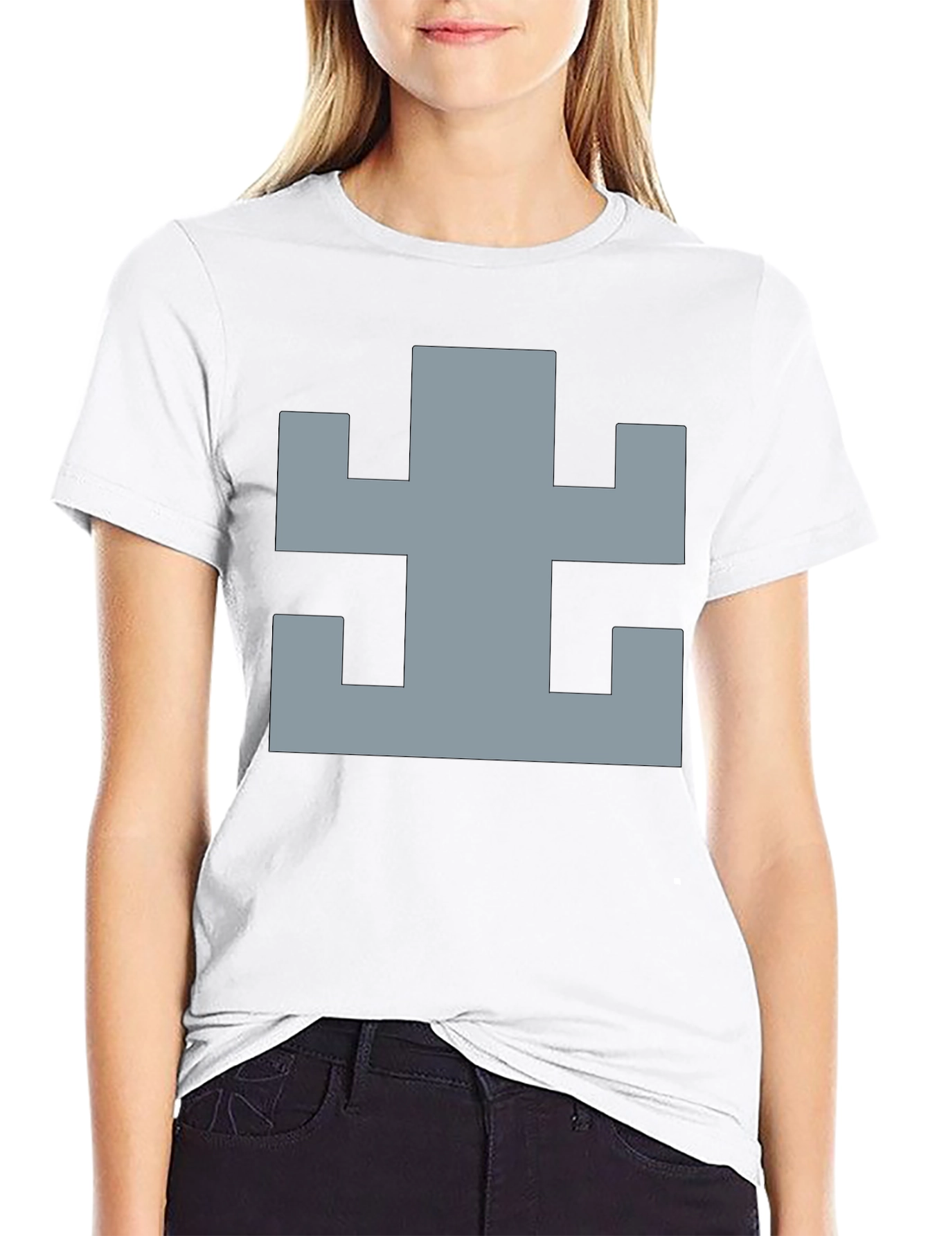 Geometric Pattern Black Cotton T-Shirt