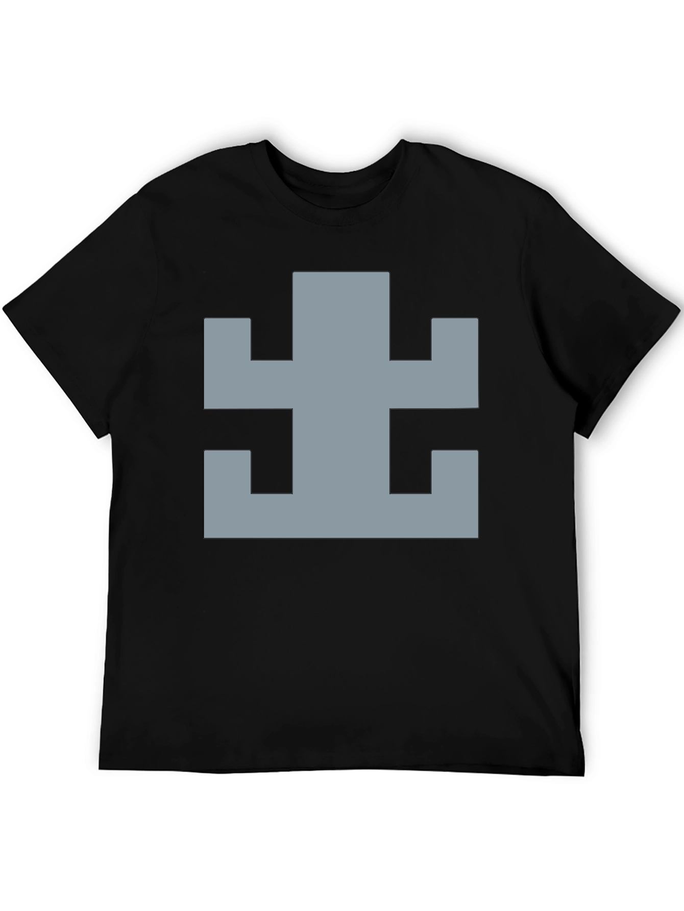 Geometric Pattern Black Cotton T-Shirt