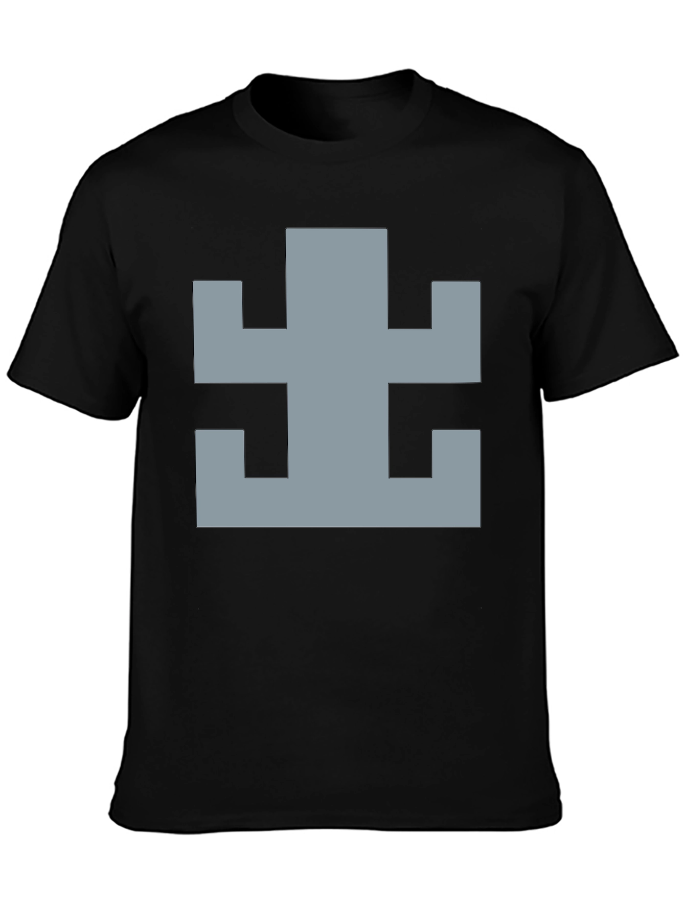 Geometric Pattern Black Cotton T-Shirt