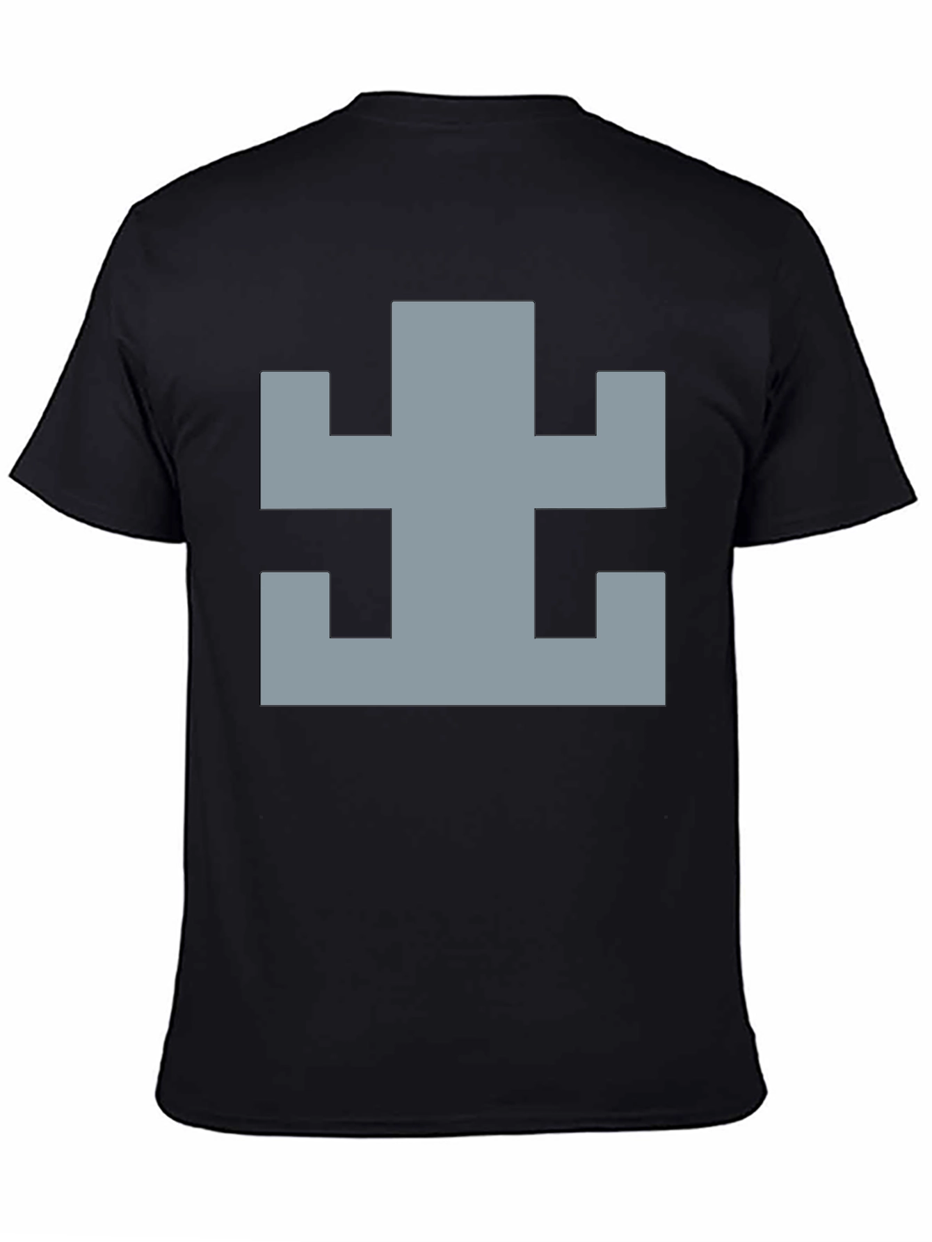 Geometric Pattern Black Cotton T-Shirt
