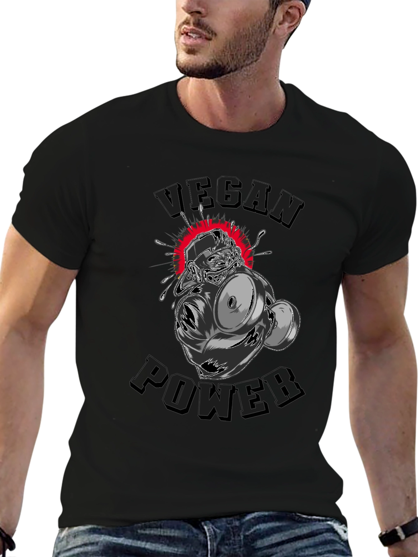Vegan Power Graphic T-Shirt - Black