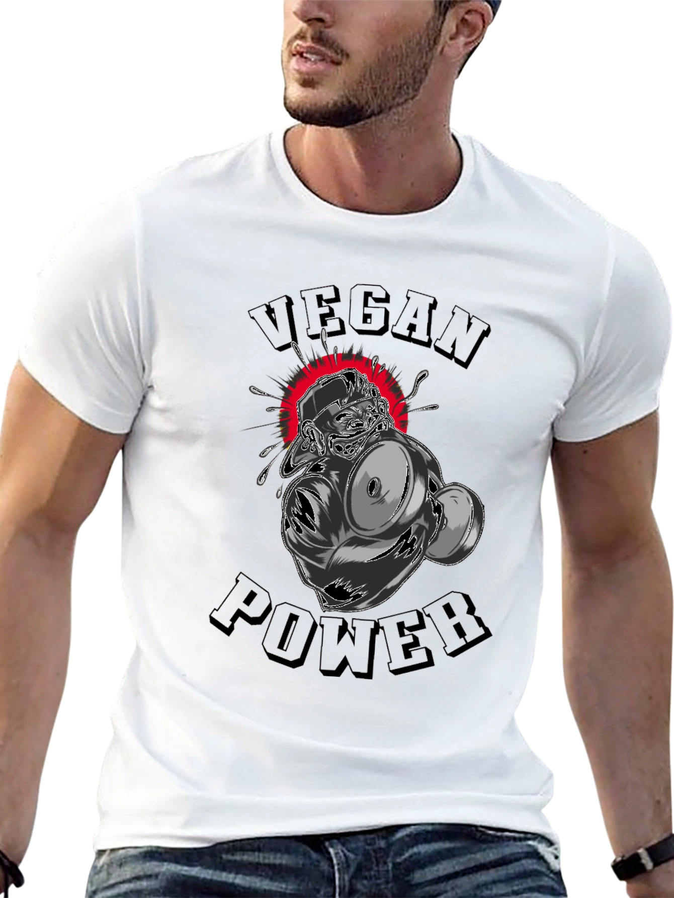 Vegan Power Graphic T-Shirt - Black