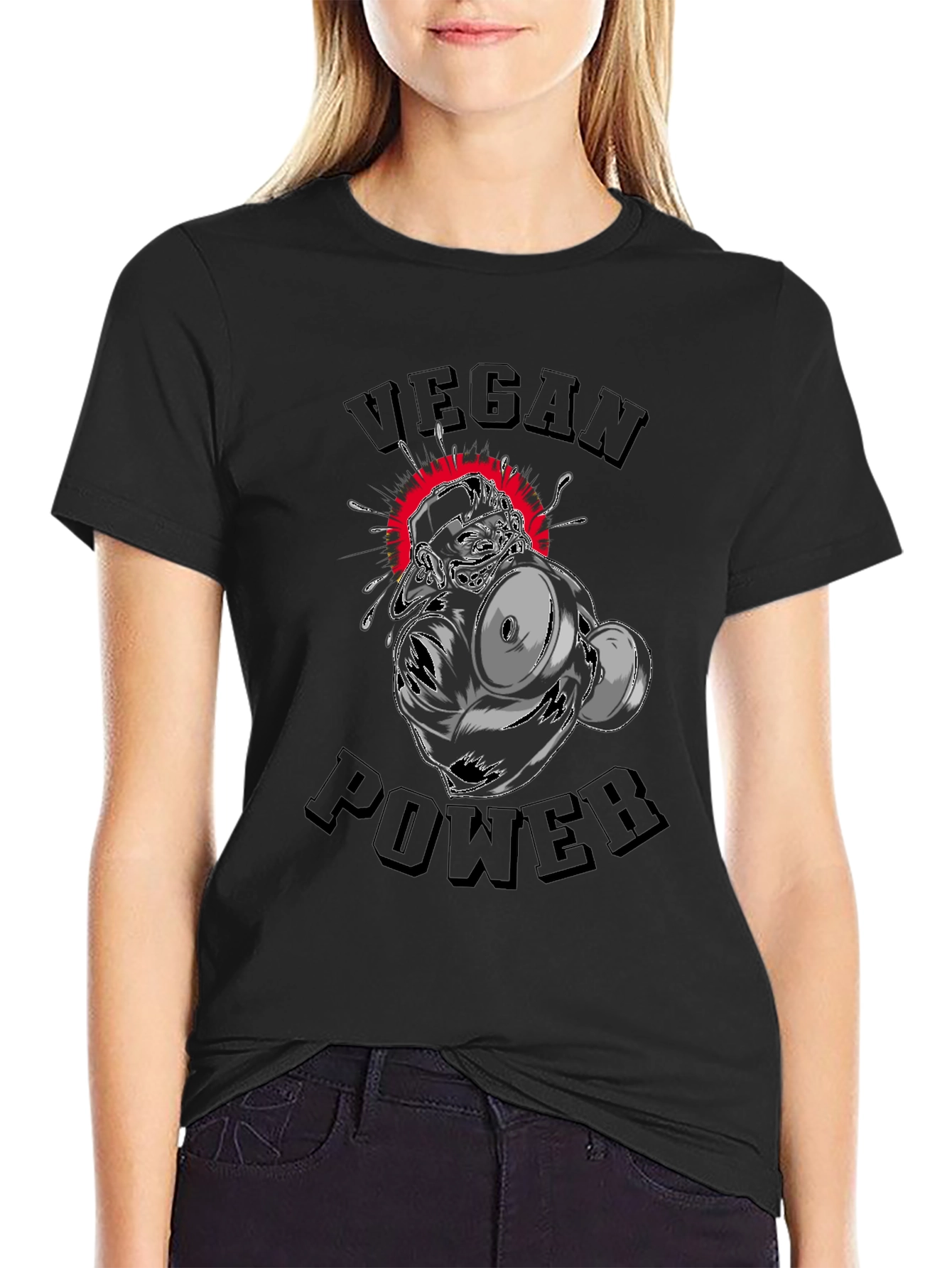Vegan Power Graphic T-Shirt - Black