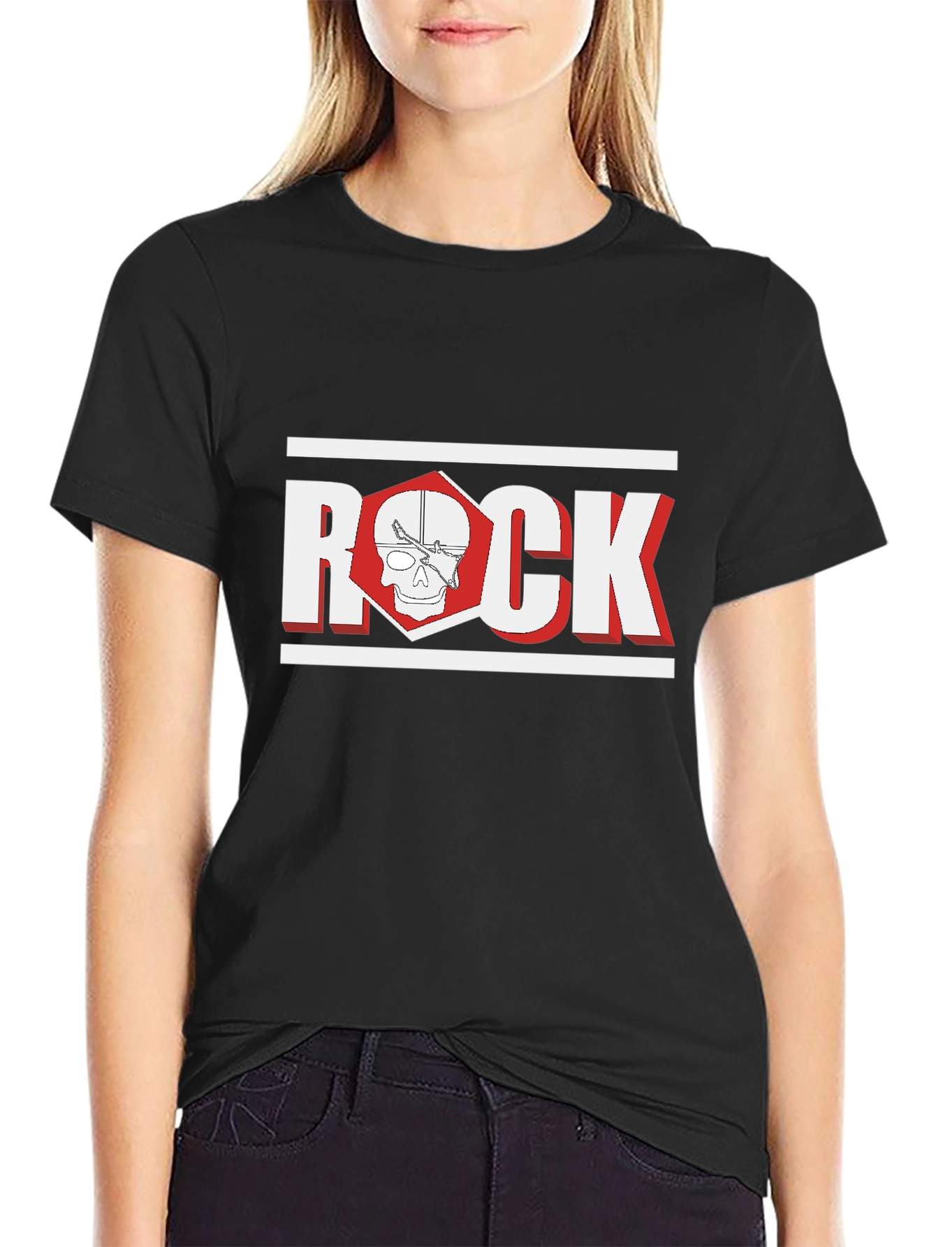 Rock Skull Graphic Black T-Shirt