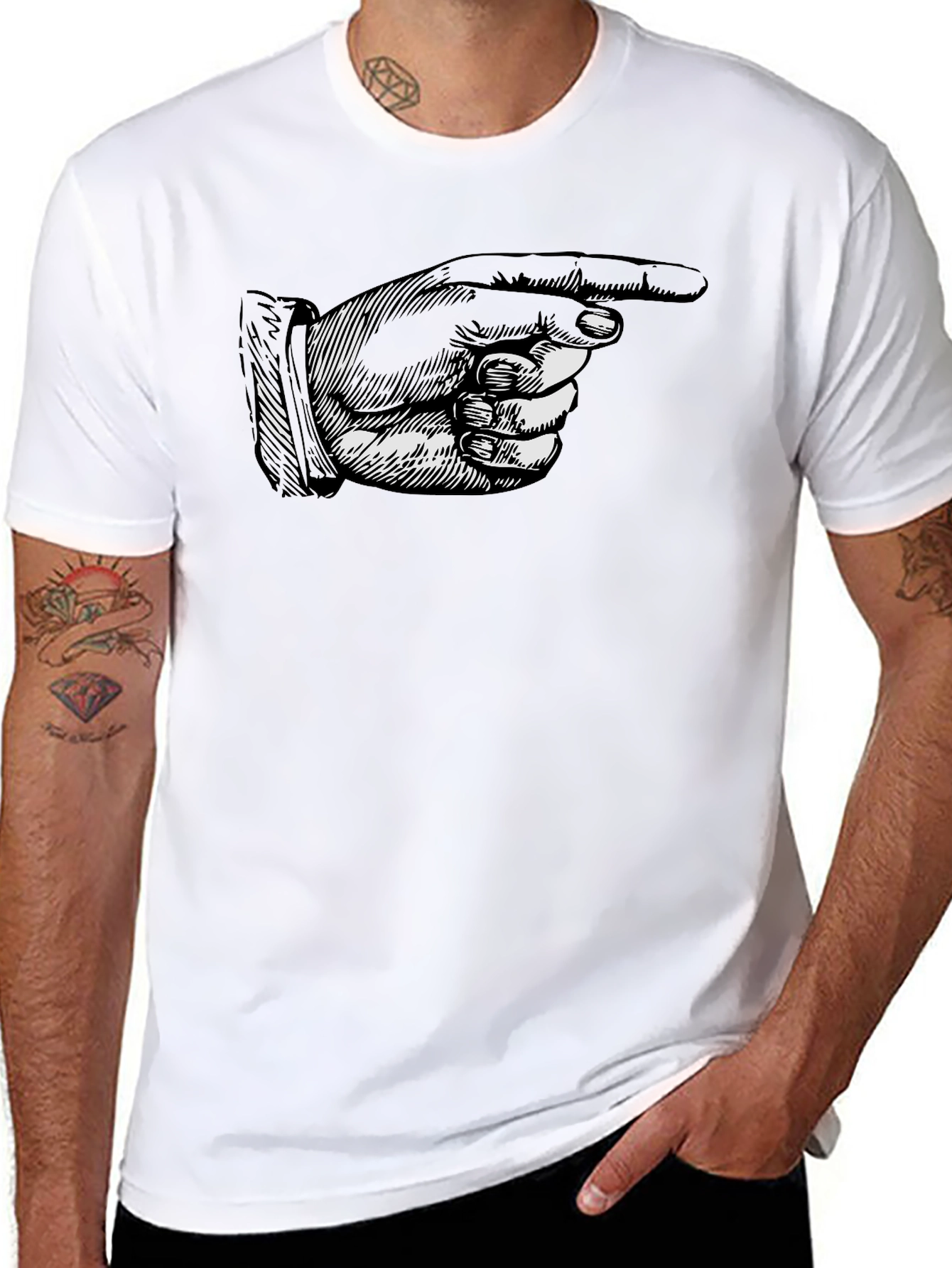 Pointing Hand Graphic Tee - Black