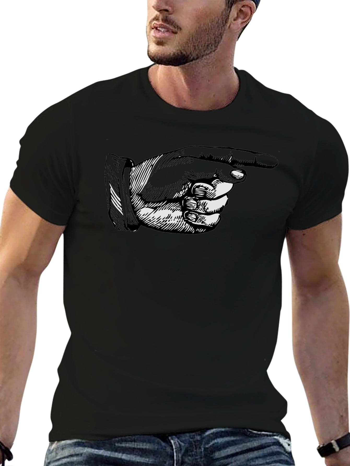 Pointing Hand Graphic Tee - Black