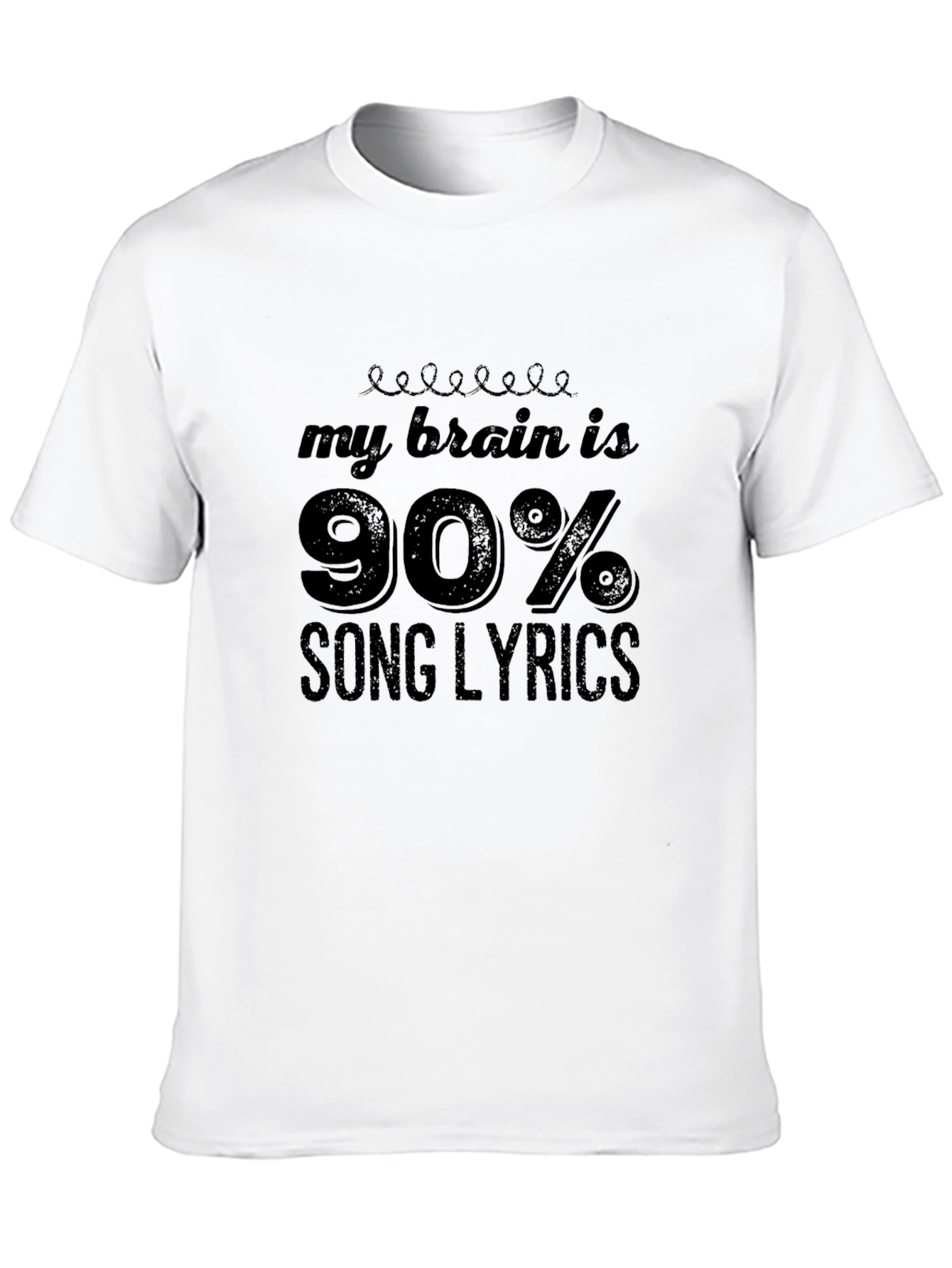 My Brain is 90% Song Lyrics Black T-Shirt