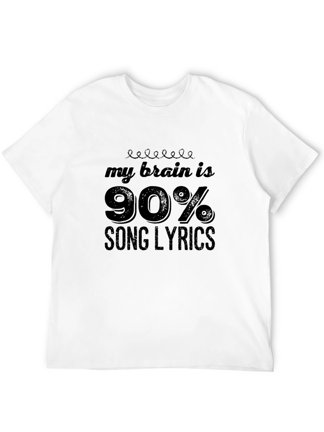 My Brain is 90% Song Lyrics Black T-Shirt