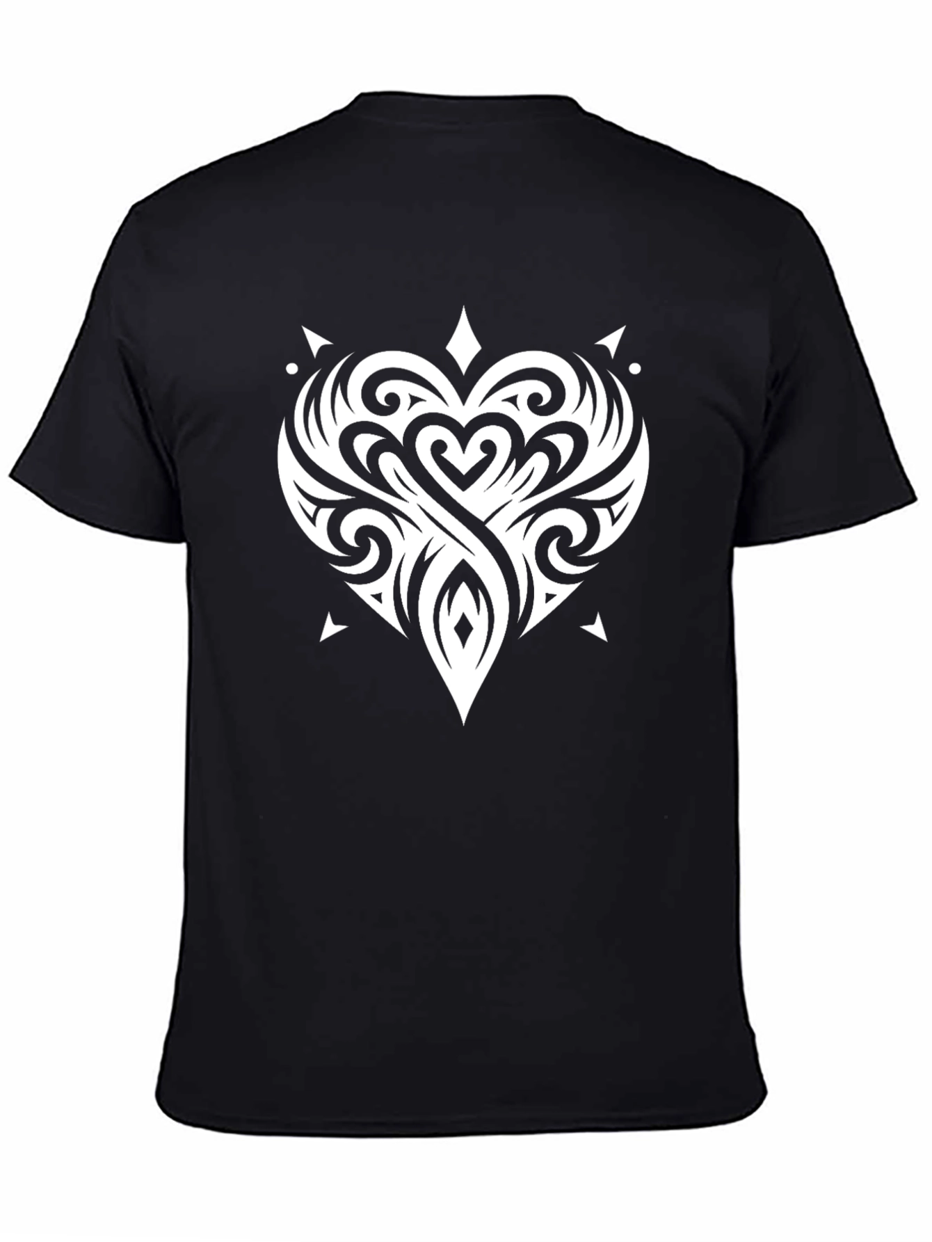 Tribal Heart Graphic Mens Black T-Shirt