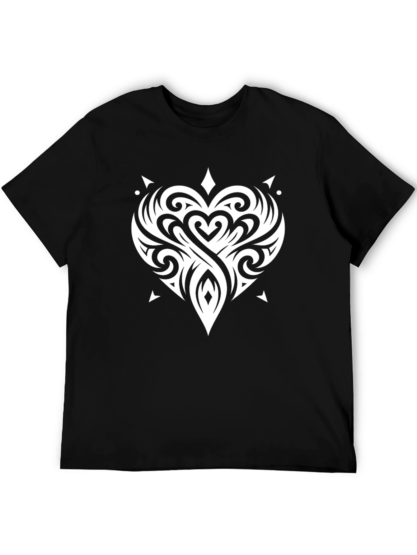 Tribal Heart Graphic Mens Black T-Shirt