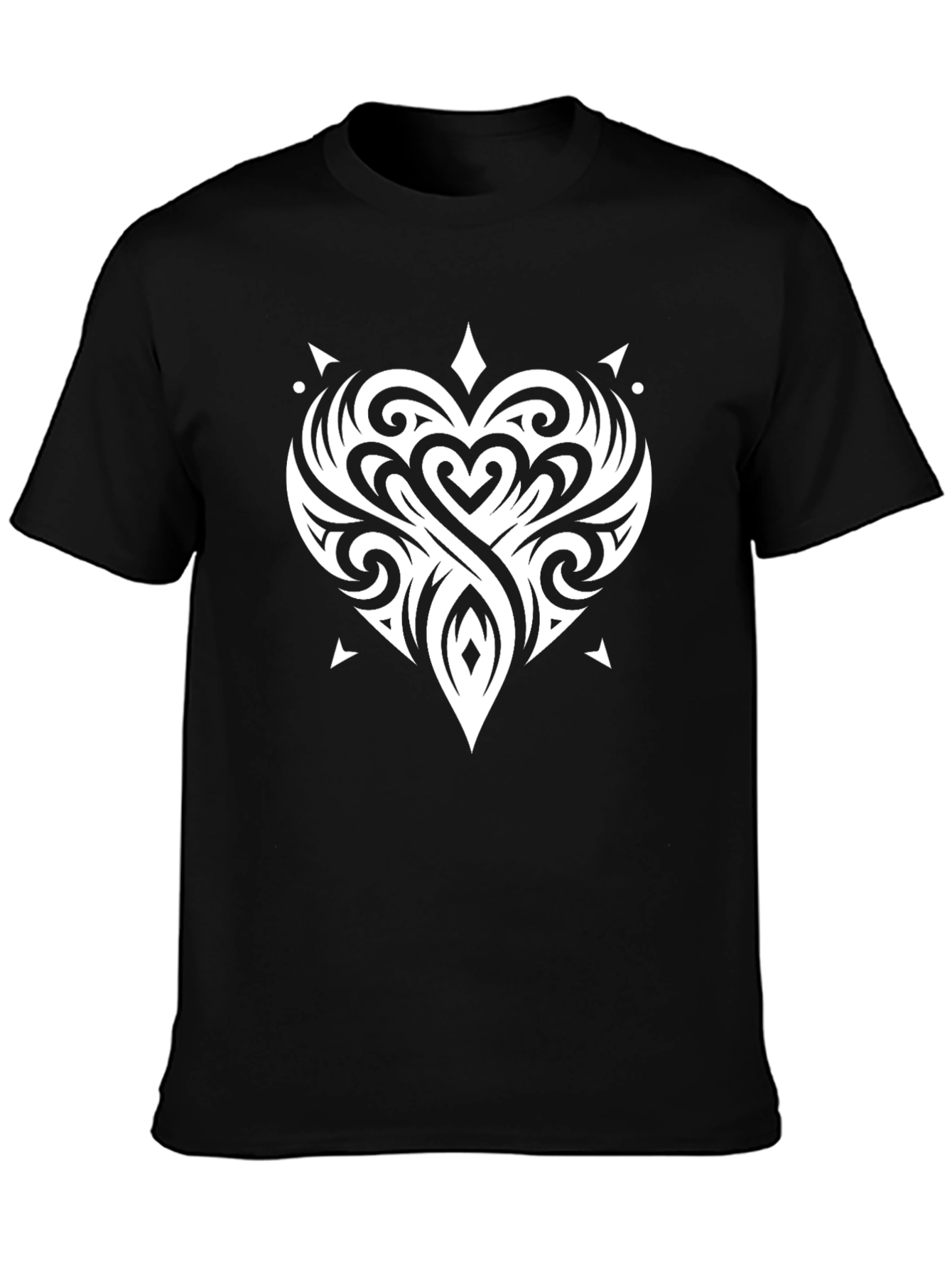 Tribal Heart Graphic Mens Black T-Shirt