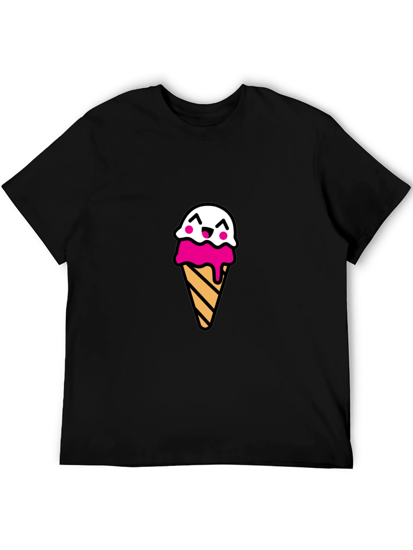Cute Ice Cream Cone Graphic Tee - Black