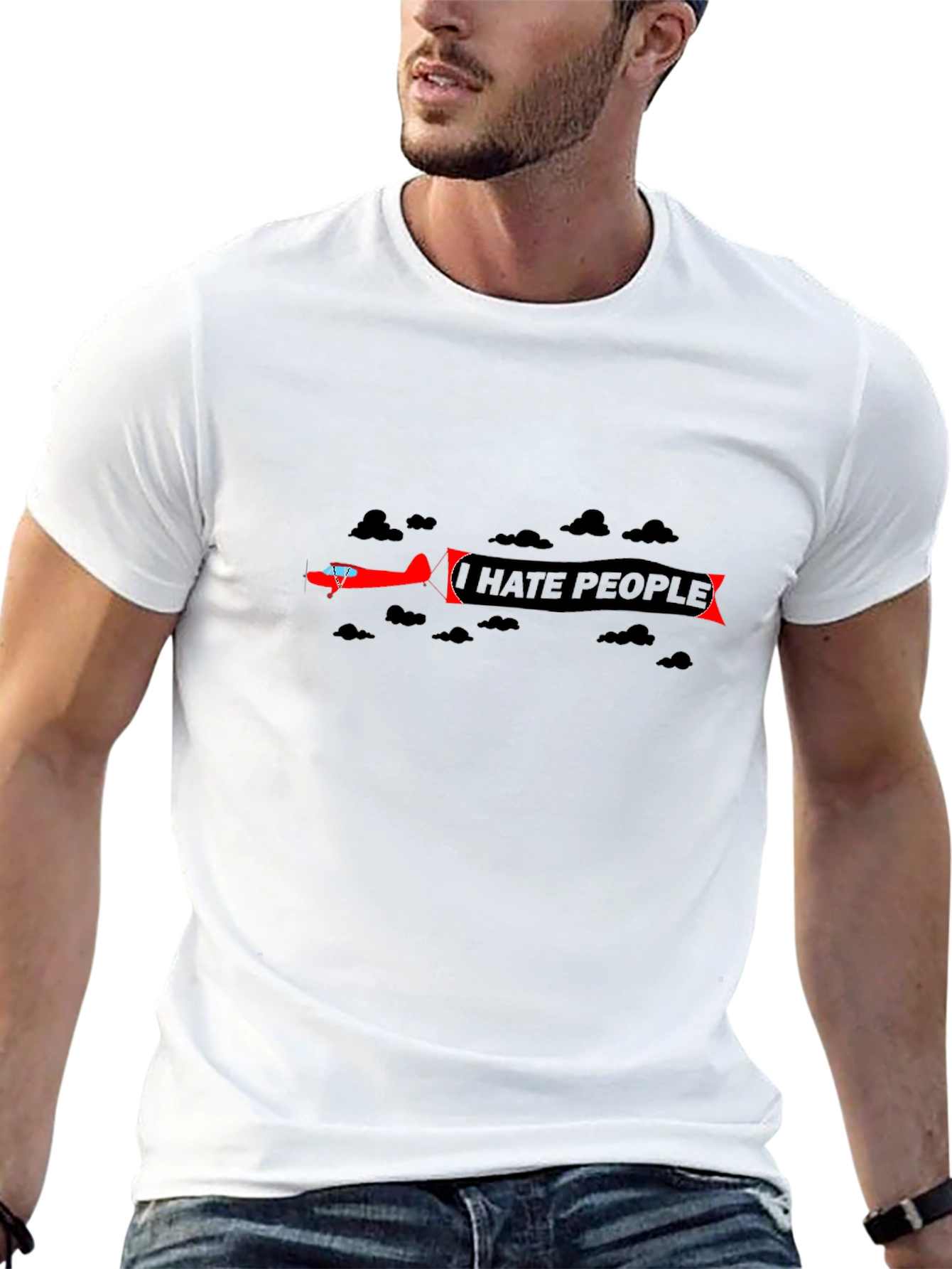 I Hate People Airplane T-Shirt - Black
