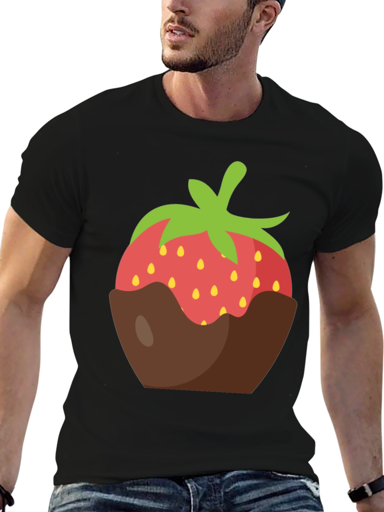 Chocolate Dipped Strawberry Graphic Tee - Black