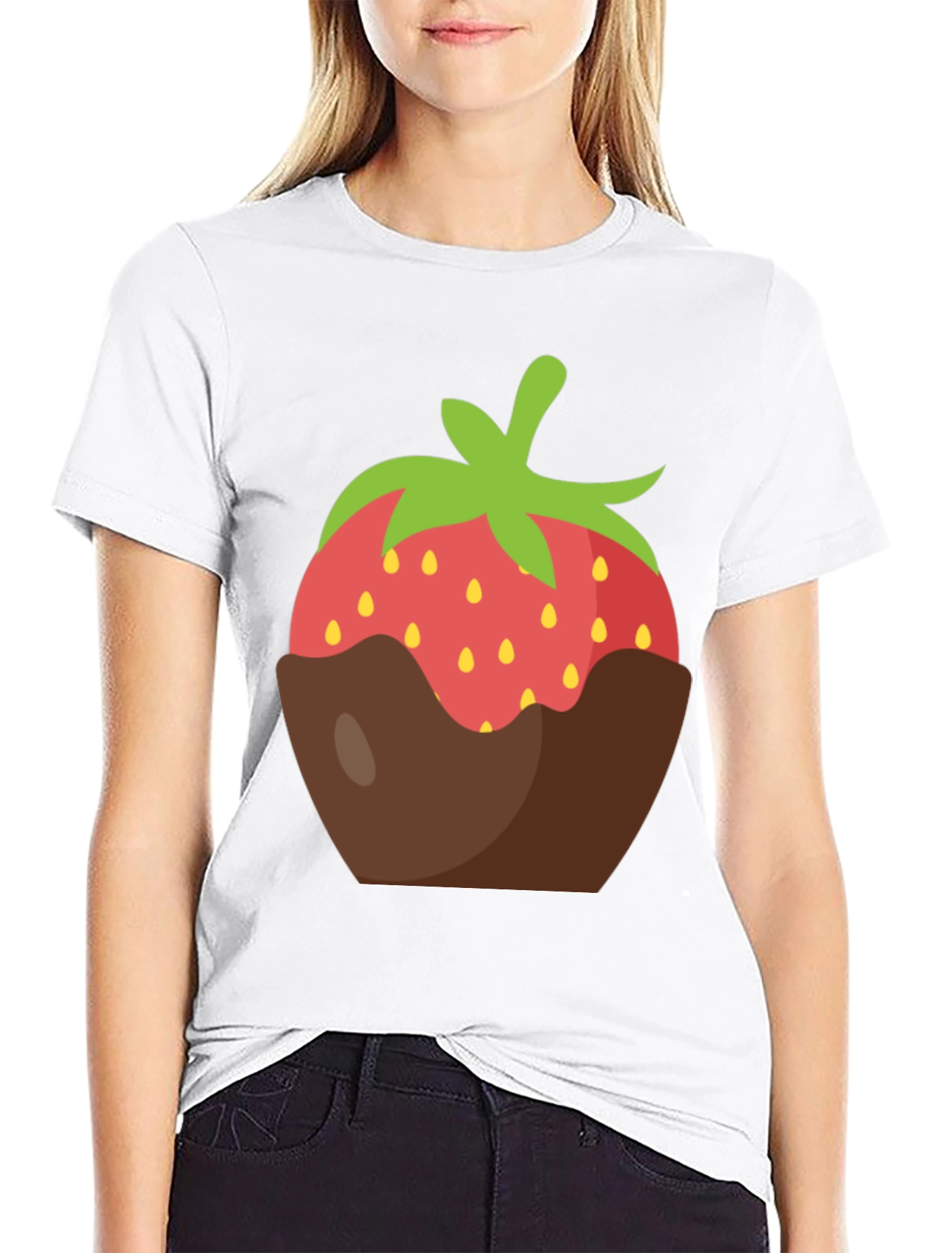 Chocolate Dipped Strawberry Graphic Tee - Black