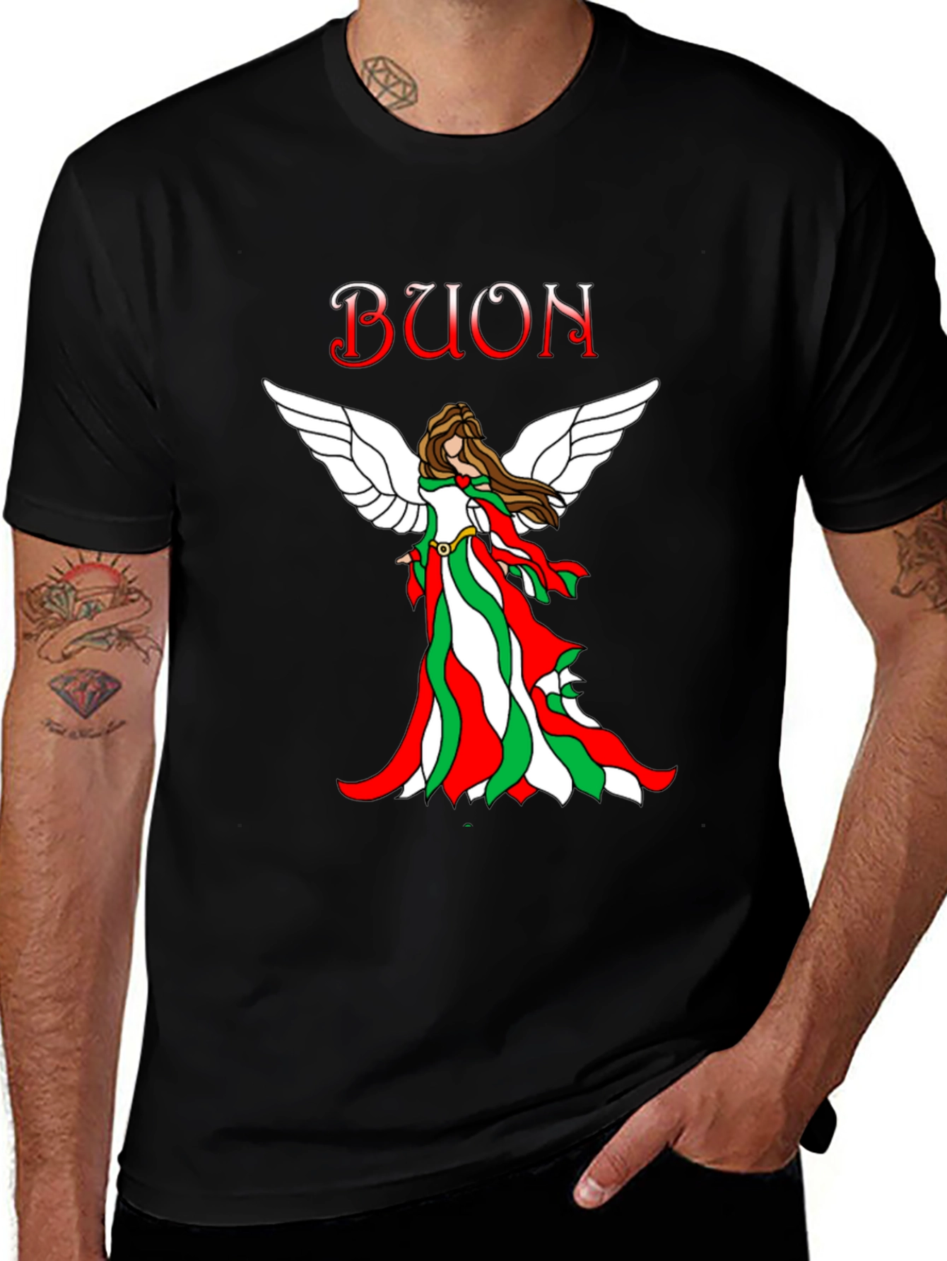 Buon Natale Italian Flag Angel T-Shirt