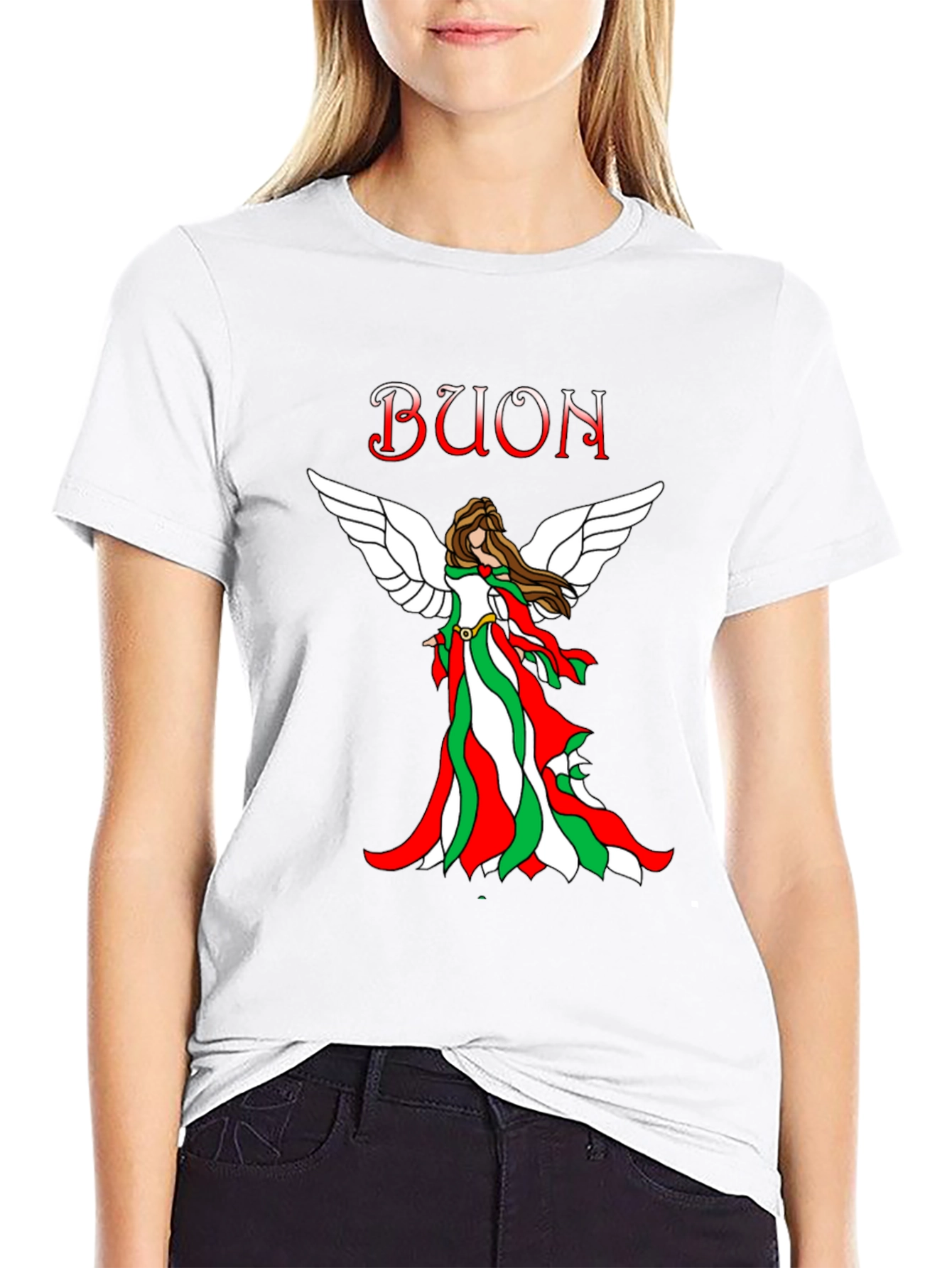 Buon Natale Italian Flag Angel T-Shirt