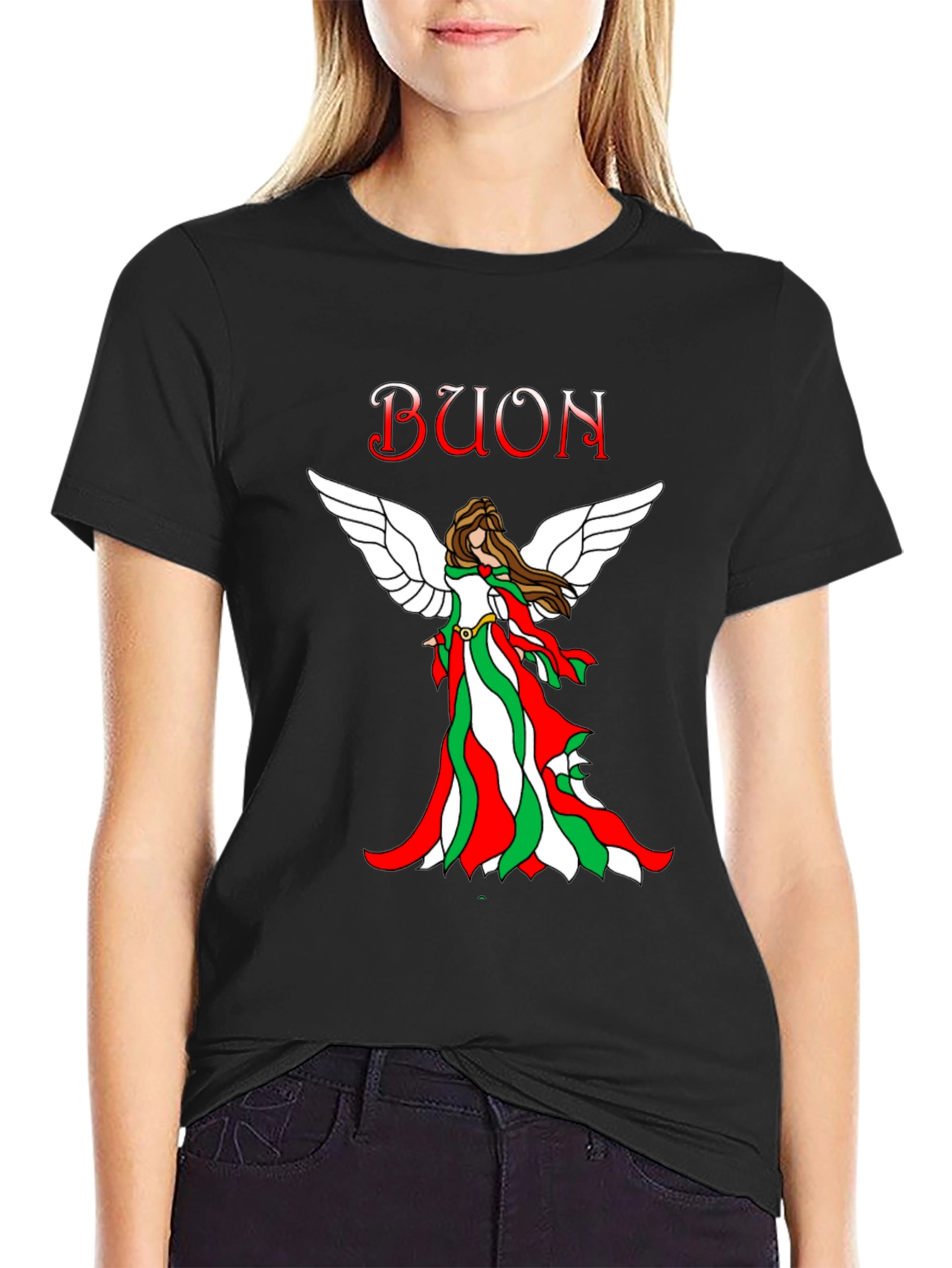 Buon Natale Italian Flag Angel T-Shirt