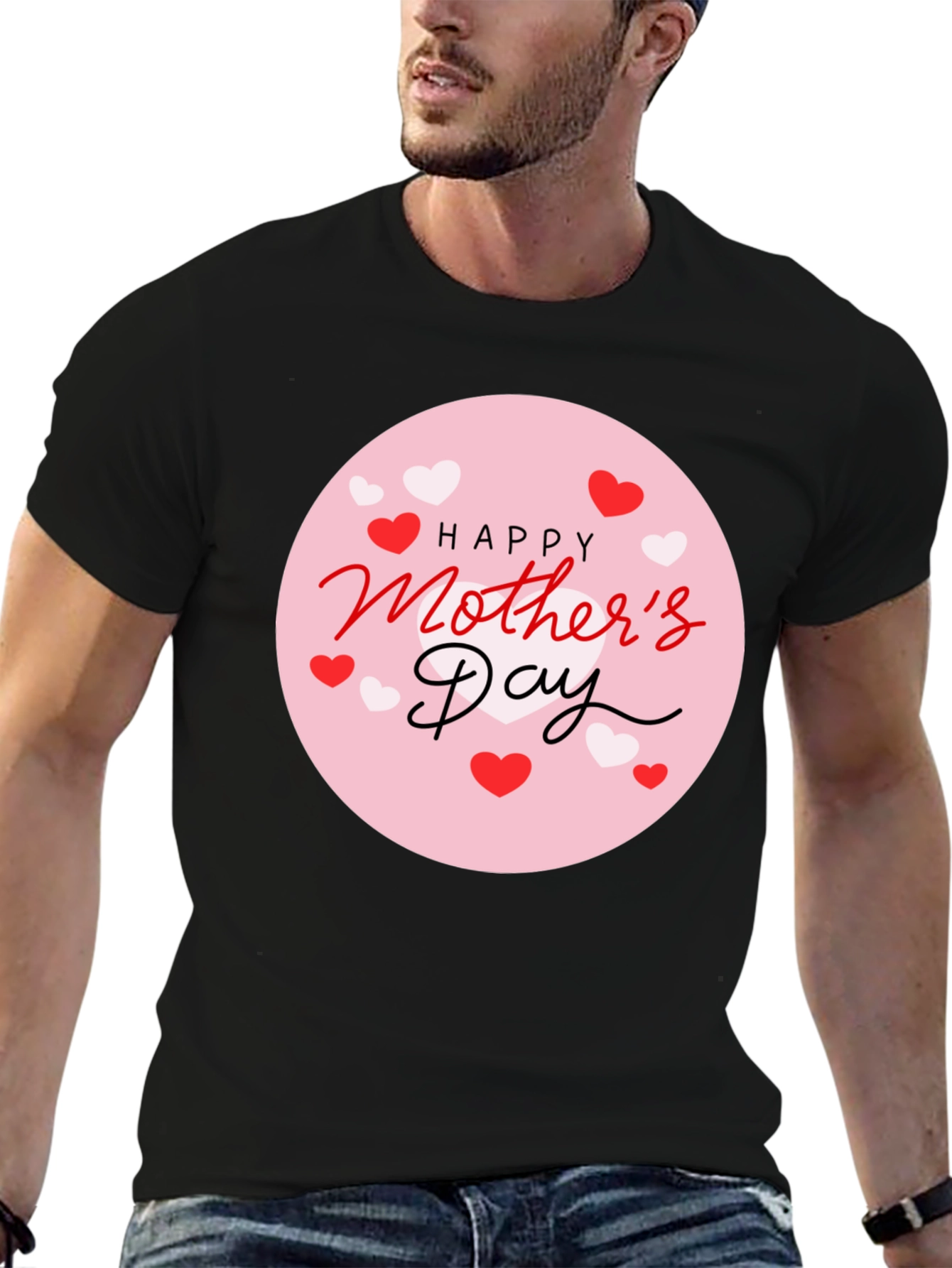 Happy Mothers Day Black Graphic Tee
